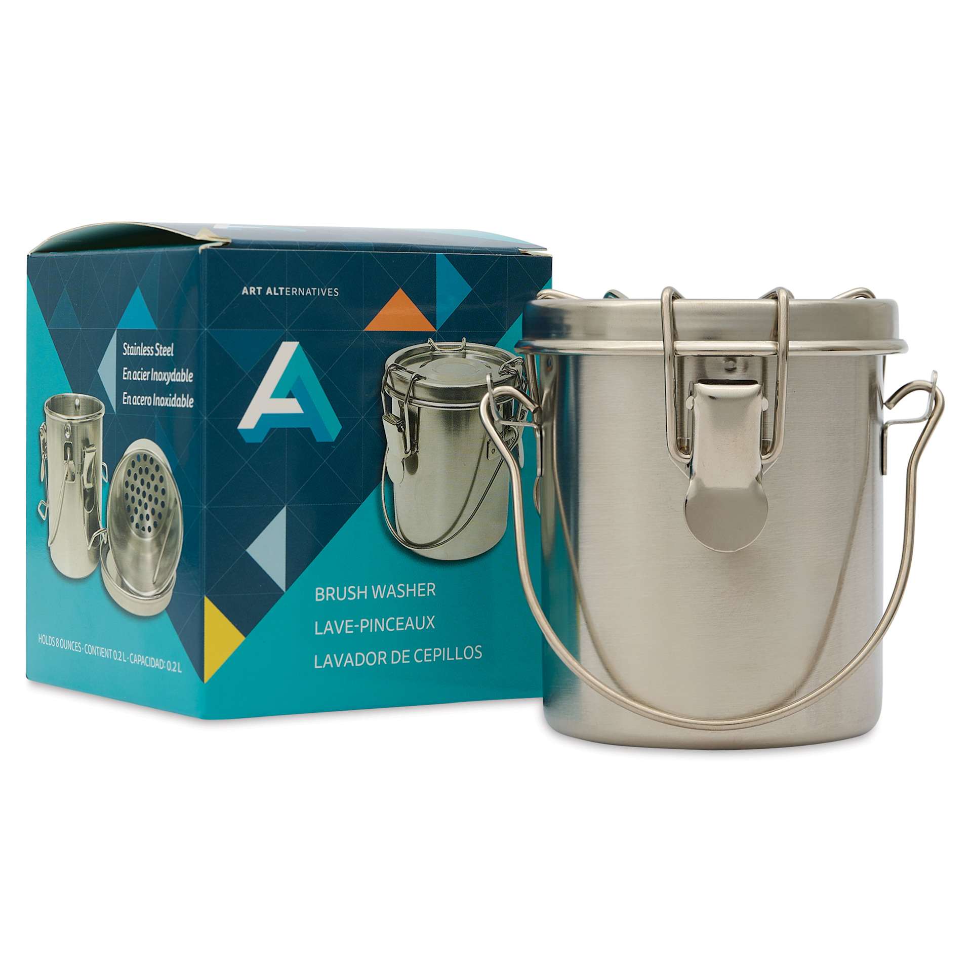 Art Alternatives Stainless Steel Brush Washer - 8 oz, with packaging