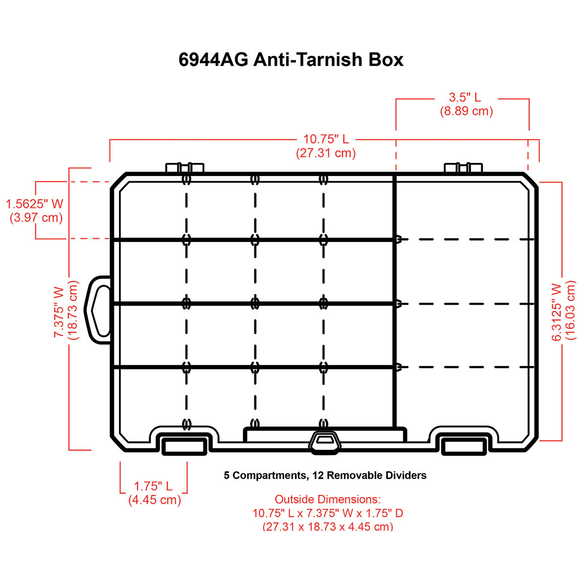 ArtBin Tarnish Inhibitor Box - Illustration with corresponding dimensions