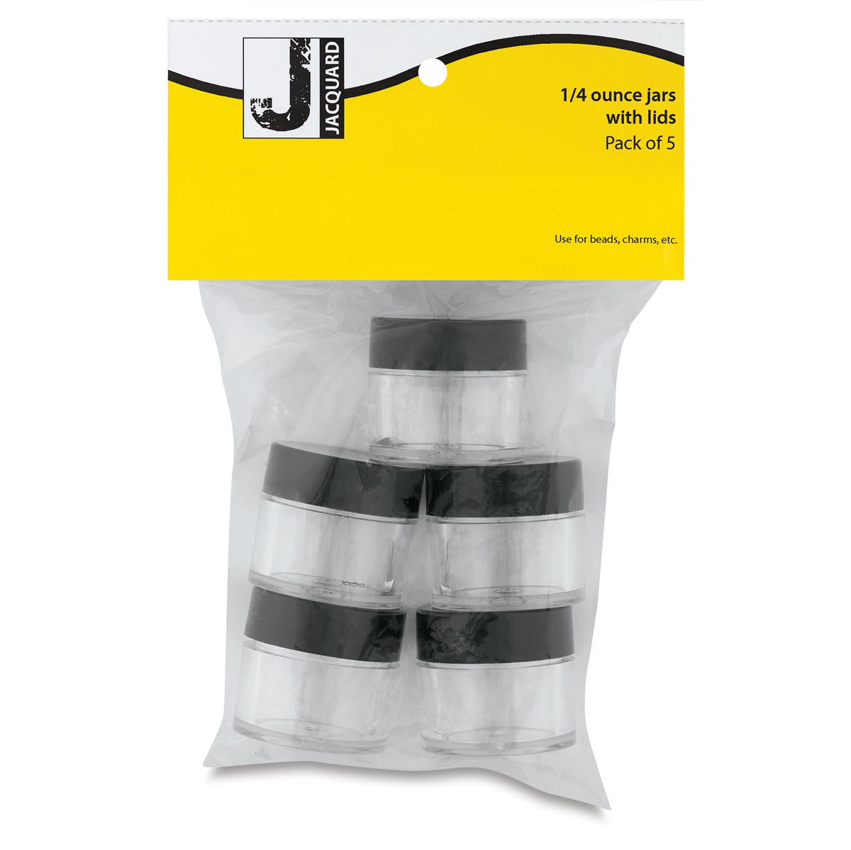 Jacquard Plastic Jars - Front view of package of 5 Jars