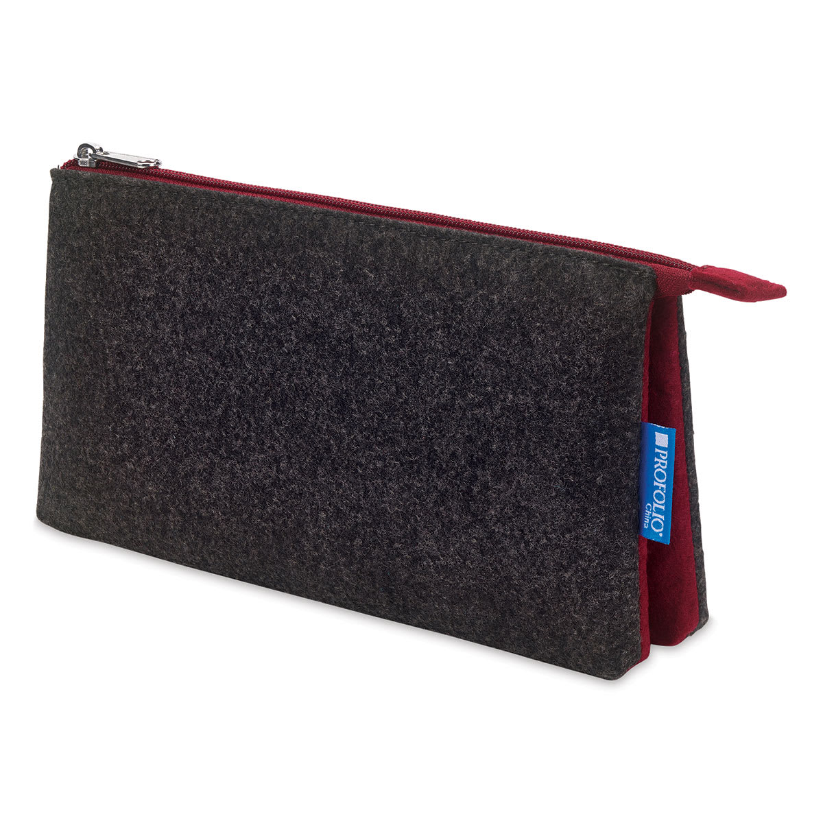 Itoya Profolio Midtown Pouch - Charcoal/Maroon, 5" x 9"