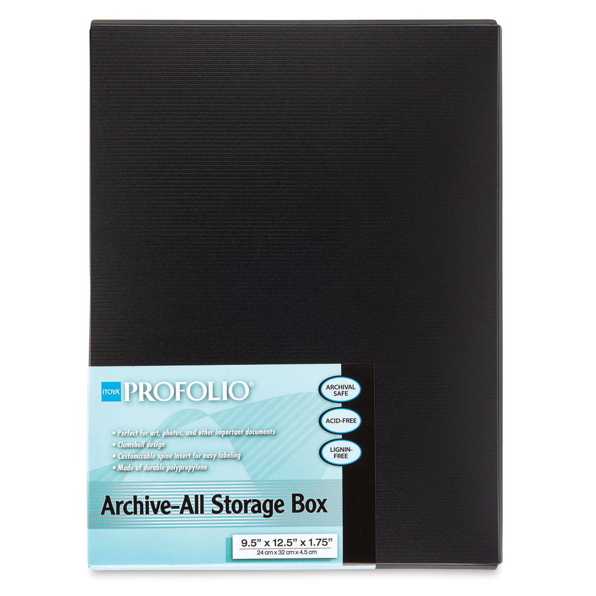 Itoya ProFolio Archive-All Storage Box - Front view of package showing label