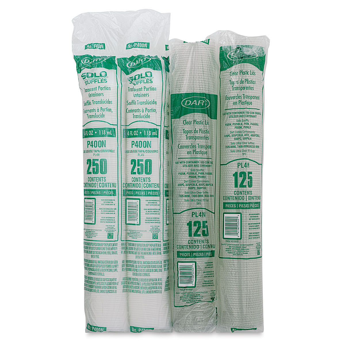 Uline Plastic Cups with Lids - 4 oz, Pkg of 250 (in packaging)