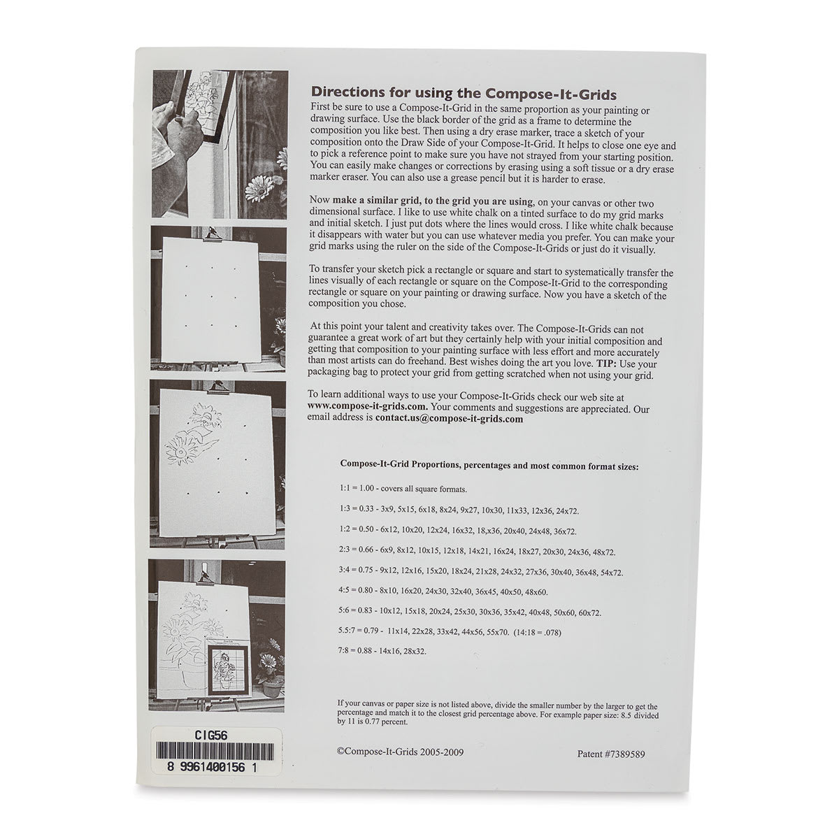 Compose It Grid - 8" x 10", Single Grid, 5:6 back of package