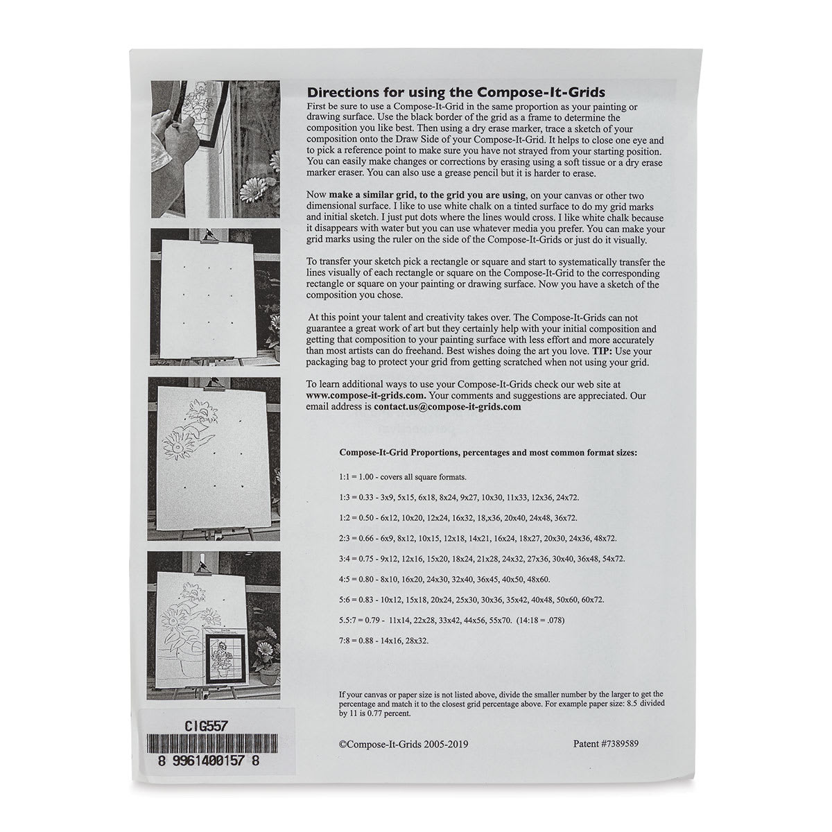 Compose It Grid - 8" x 10", Single Grid, 5:7 back of package