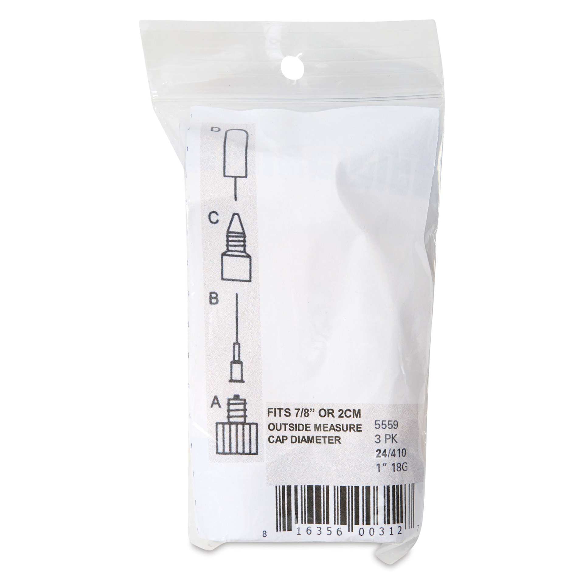 Fineline Tips and Caps - Standard Tip, 18 Gauge, Pkg of 3, back of packaging