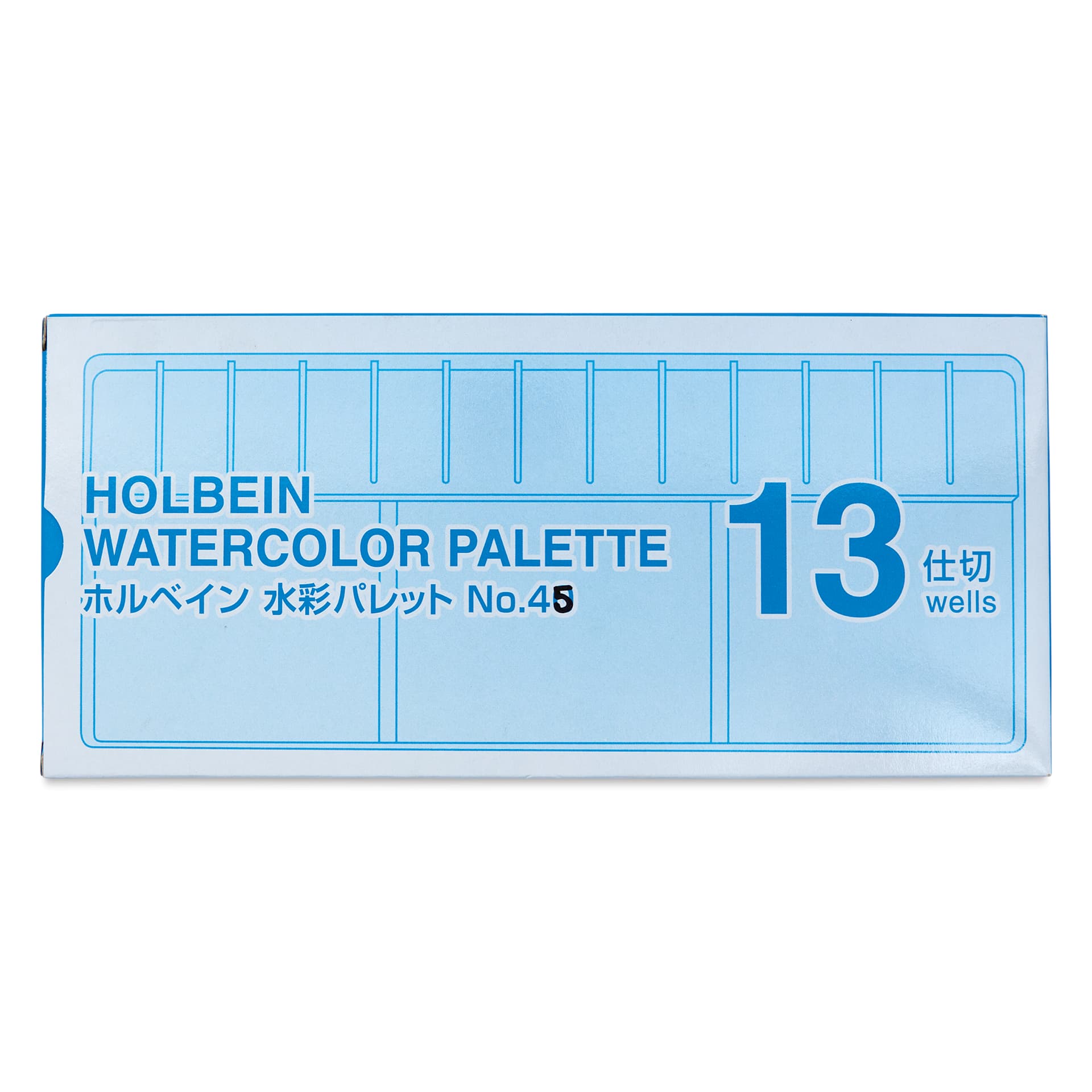 Holbein Aluminum Folding Palette - 13 Wells, front of the packaging