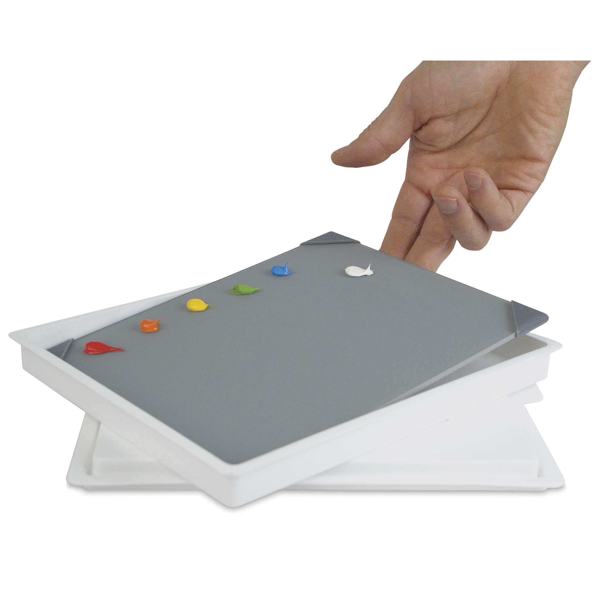 New Wave Posh Glass Tabletop Palette - Gray, 6.75" x 8.4", shown in palette - palette not included