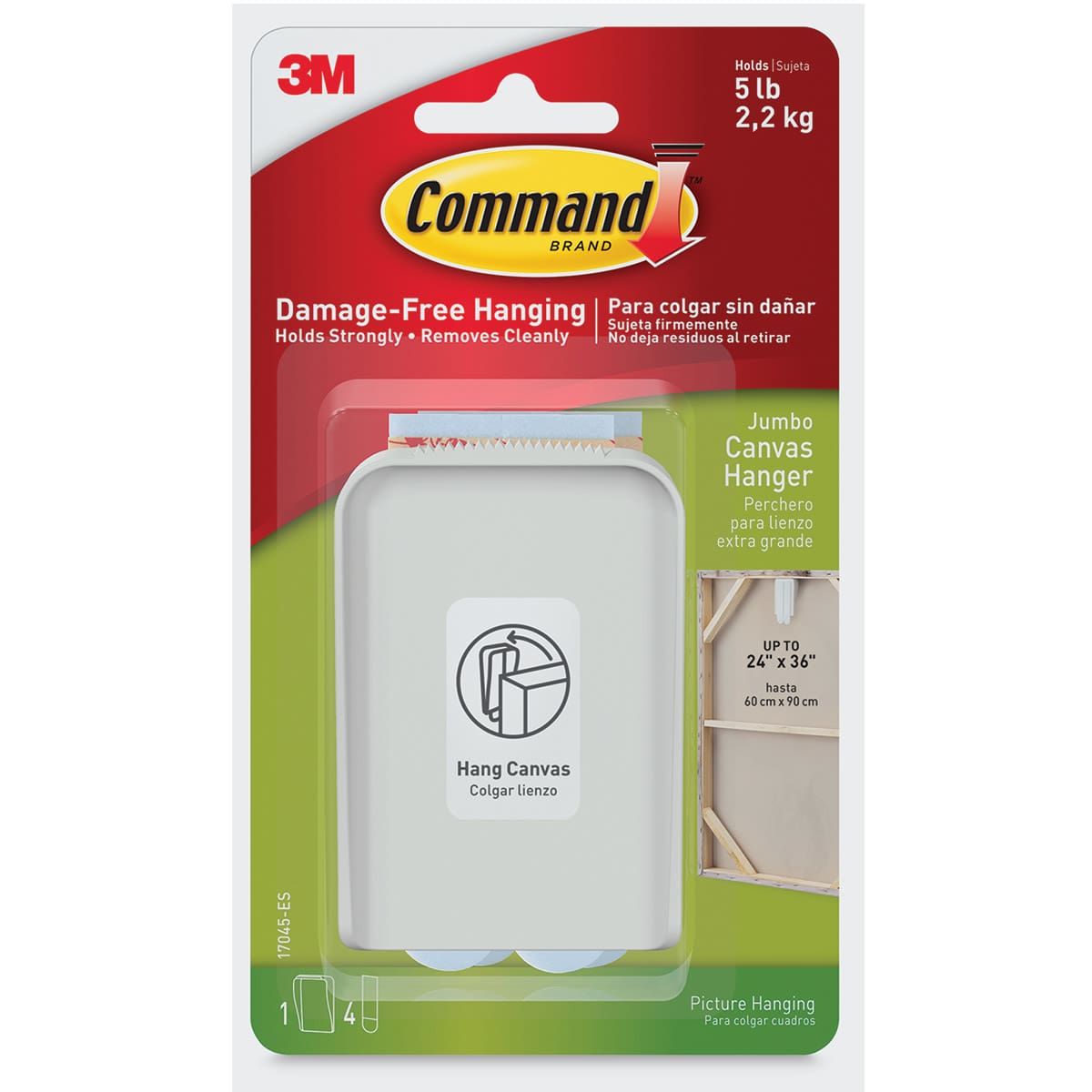 3M Command Canvas Hangers - Front of blister package for Jumbo Hanger shown
