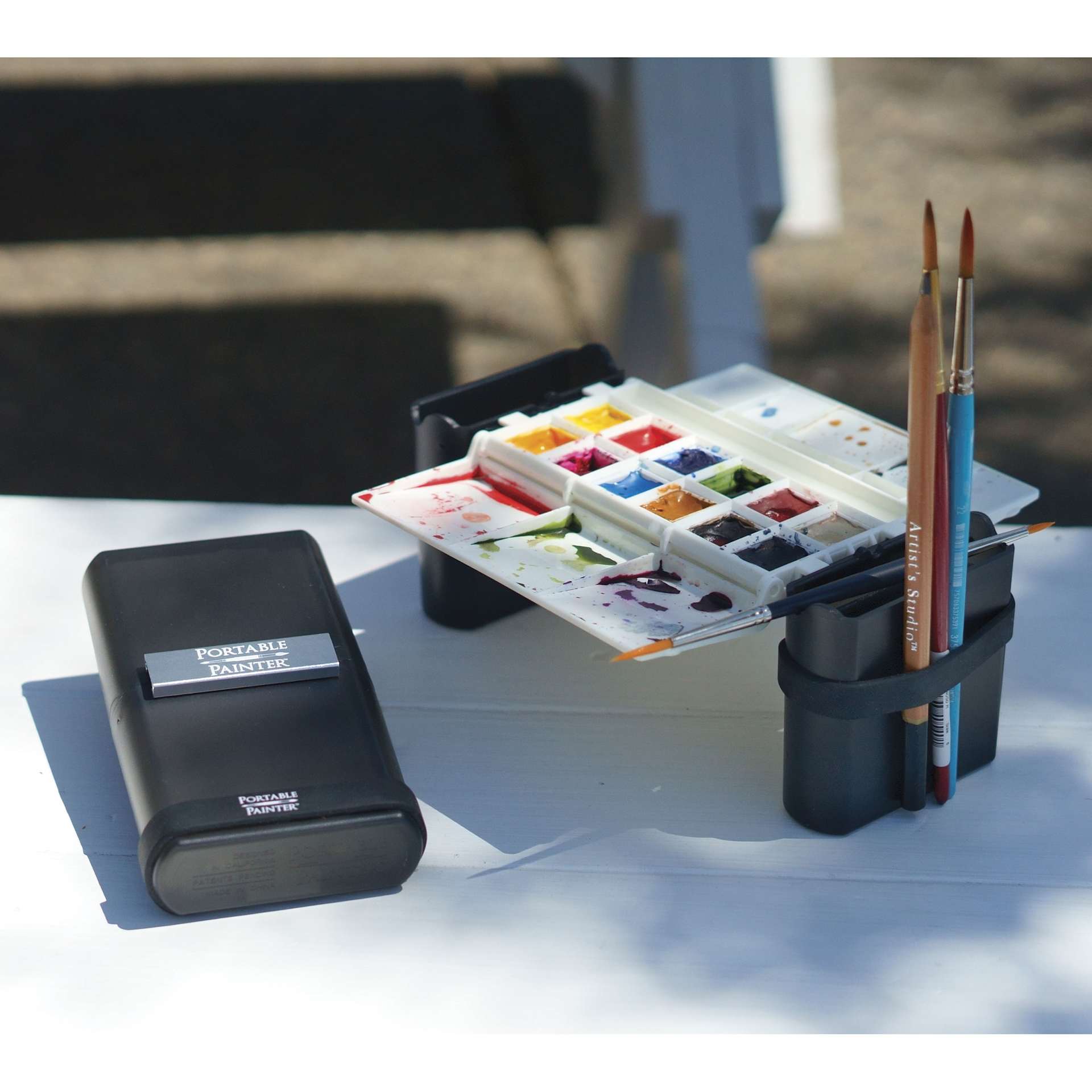 Portable Painter Watercolor Palette with paint and brushes
