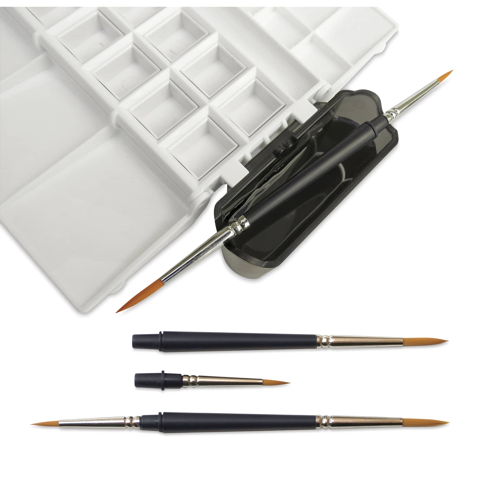 Portable Painter Watercolor Palette - double sided brush shown apart and together
