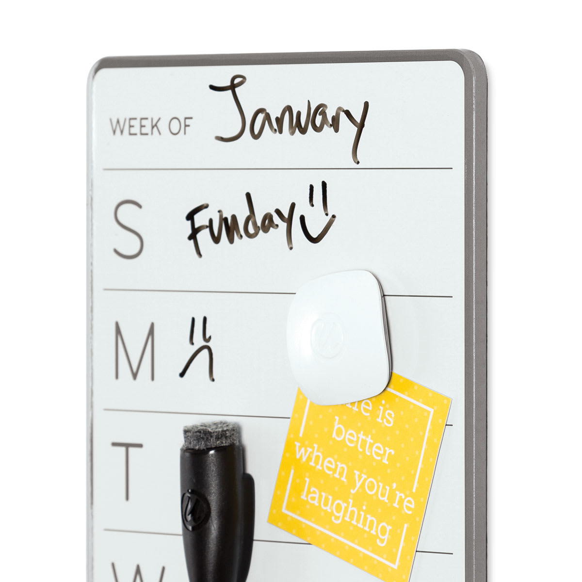 U Brands Frameless Dry Erase Weekly Board - Closeup of Board with notes