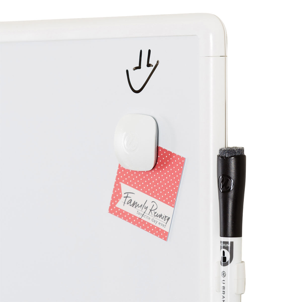 U Brands Contempo Dry Erase Board - Blank, 11" x 14" close-up of magnet