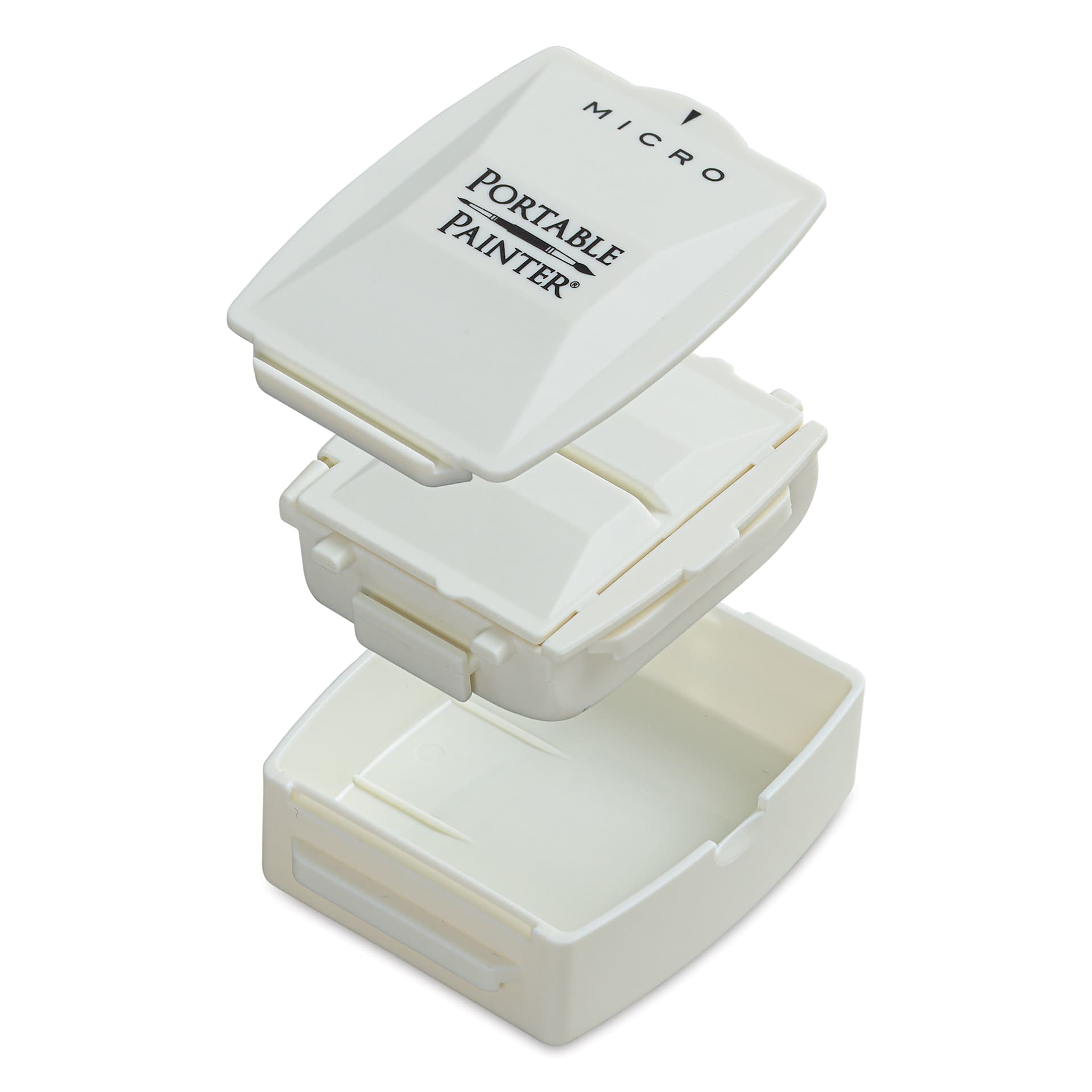 Portable Painter Micro Watercolor Palette, showing three parts of the palette