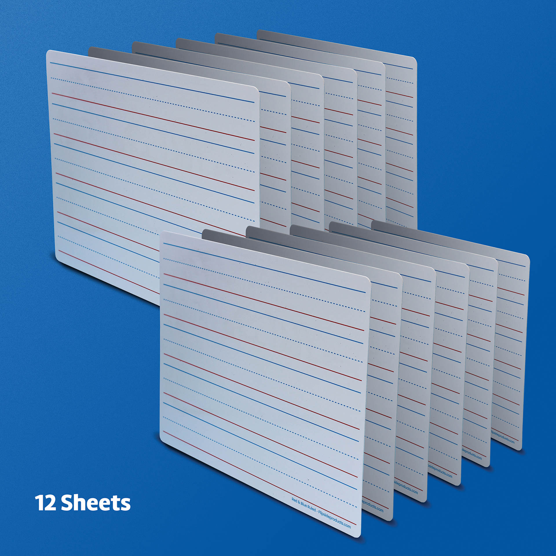 Flipside Dry Erase Learning Mats - Pkg of 12 Ruled Boards, 9" x 12" (12 ruled boards)