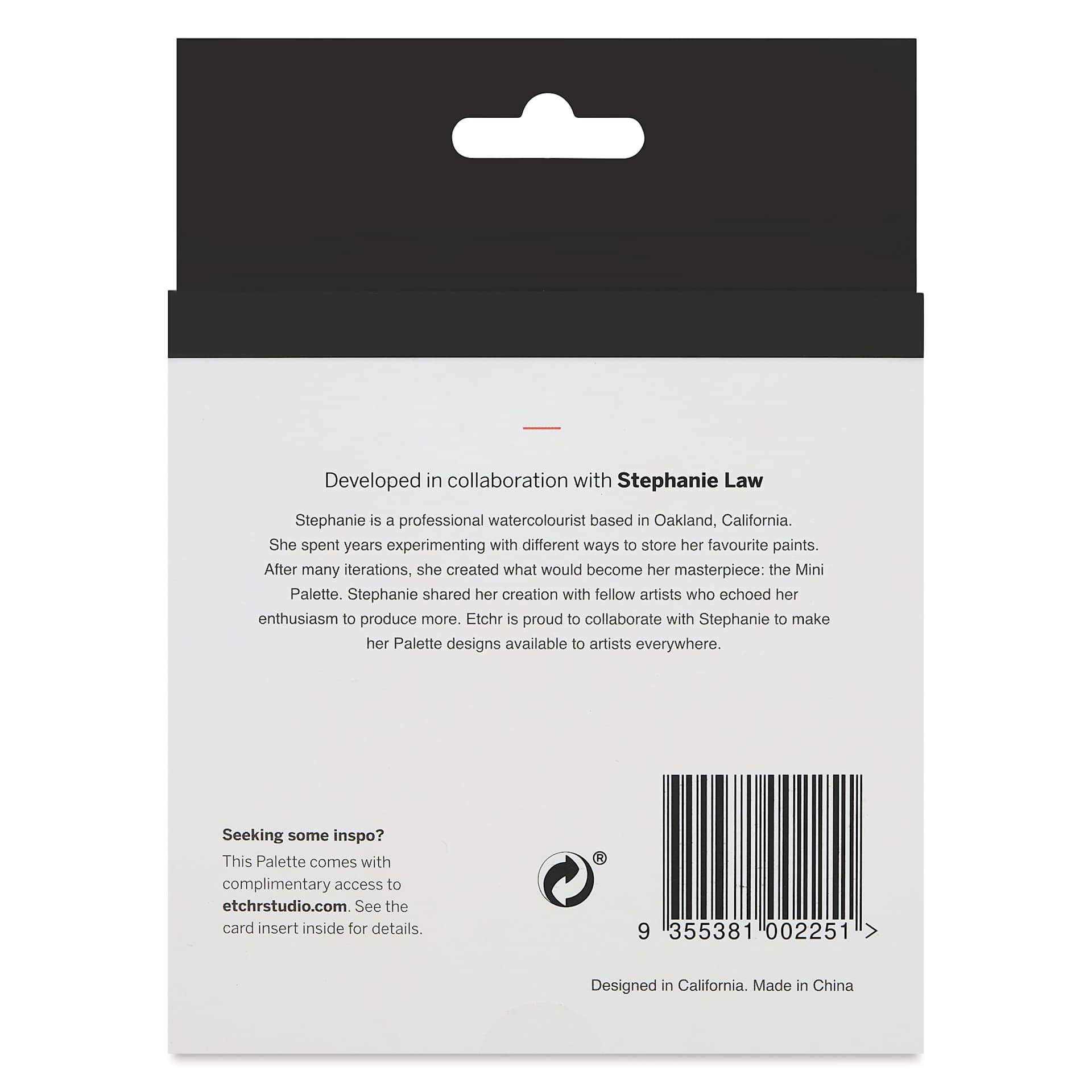 Back of package for Etchr Travel Pocket Palette - BLICK Exclusive, Amber
