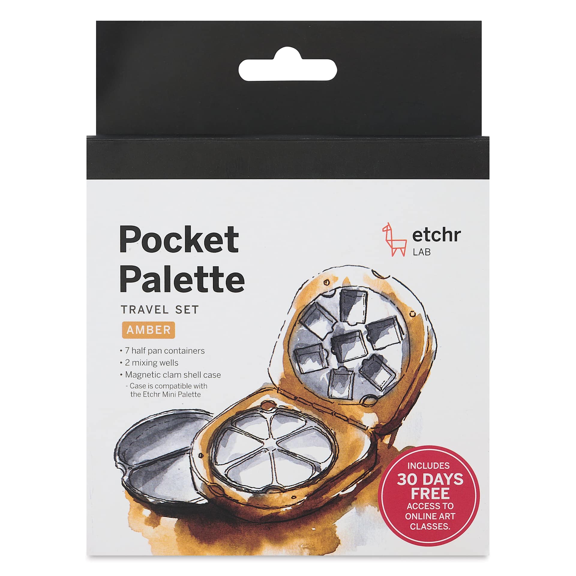 Front of package for Etchr Travel Pocket Palette - BLICK Exclusive, Amber