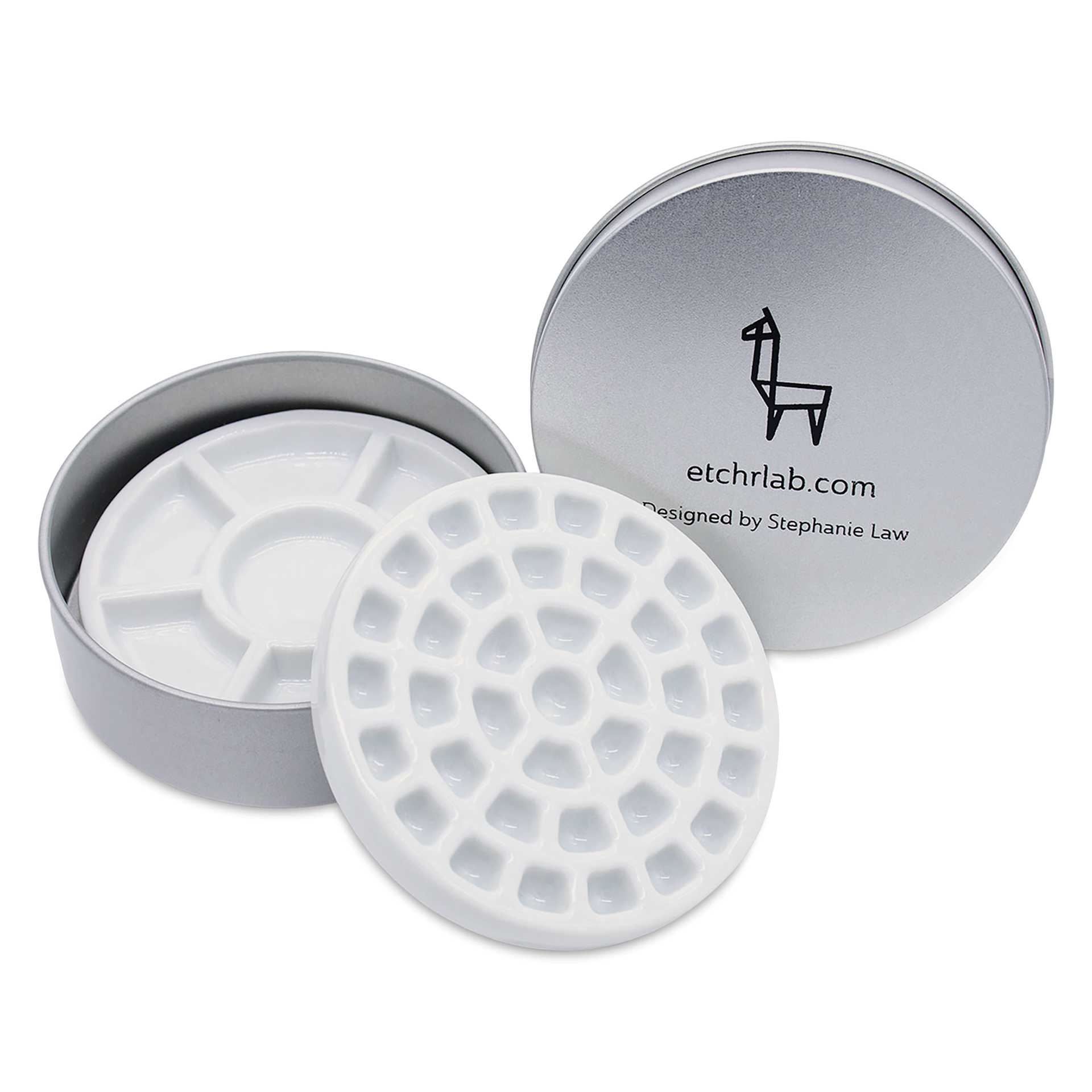 Etchr Lab Travel Mini Porcelain Palette, 37 Wells, opened and closed