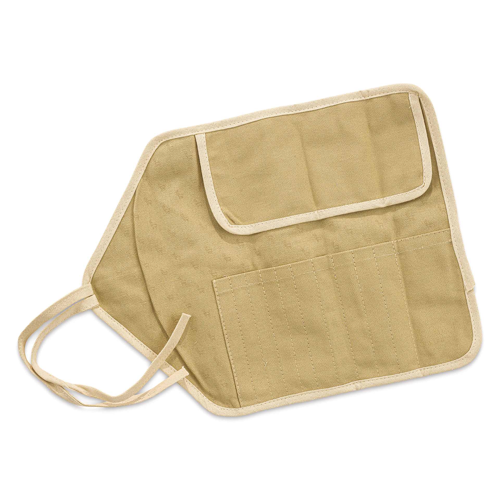 Etchr Roll-Up Brush Pouch - Khaki, closed