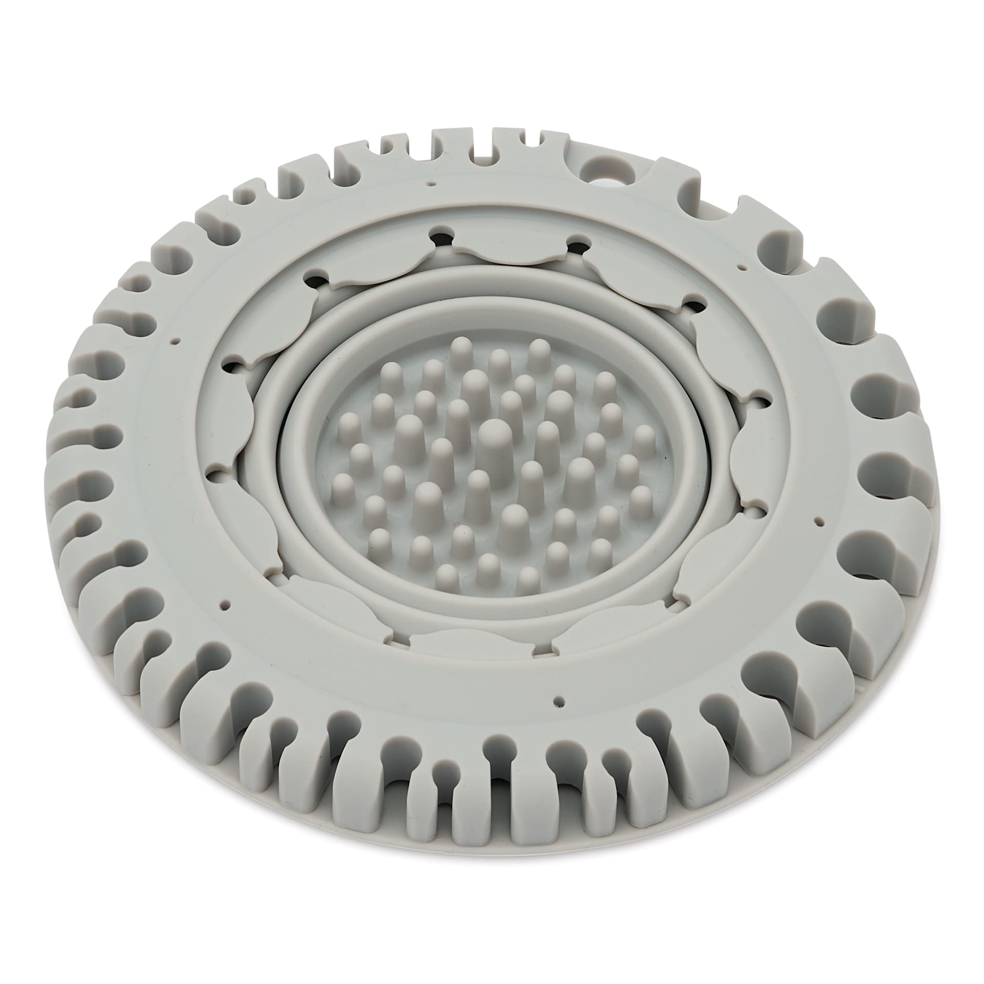 Paint Puck CollapsiBowl Portable Brush Cleaner - Neutral Gray, contracted in portable mode