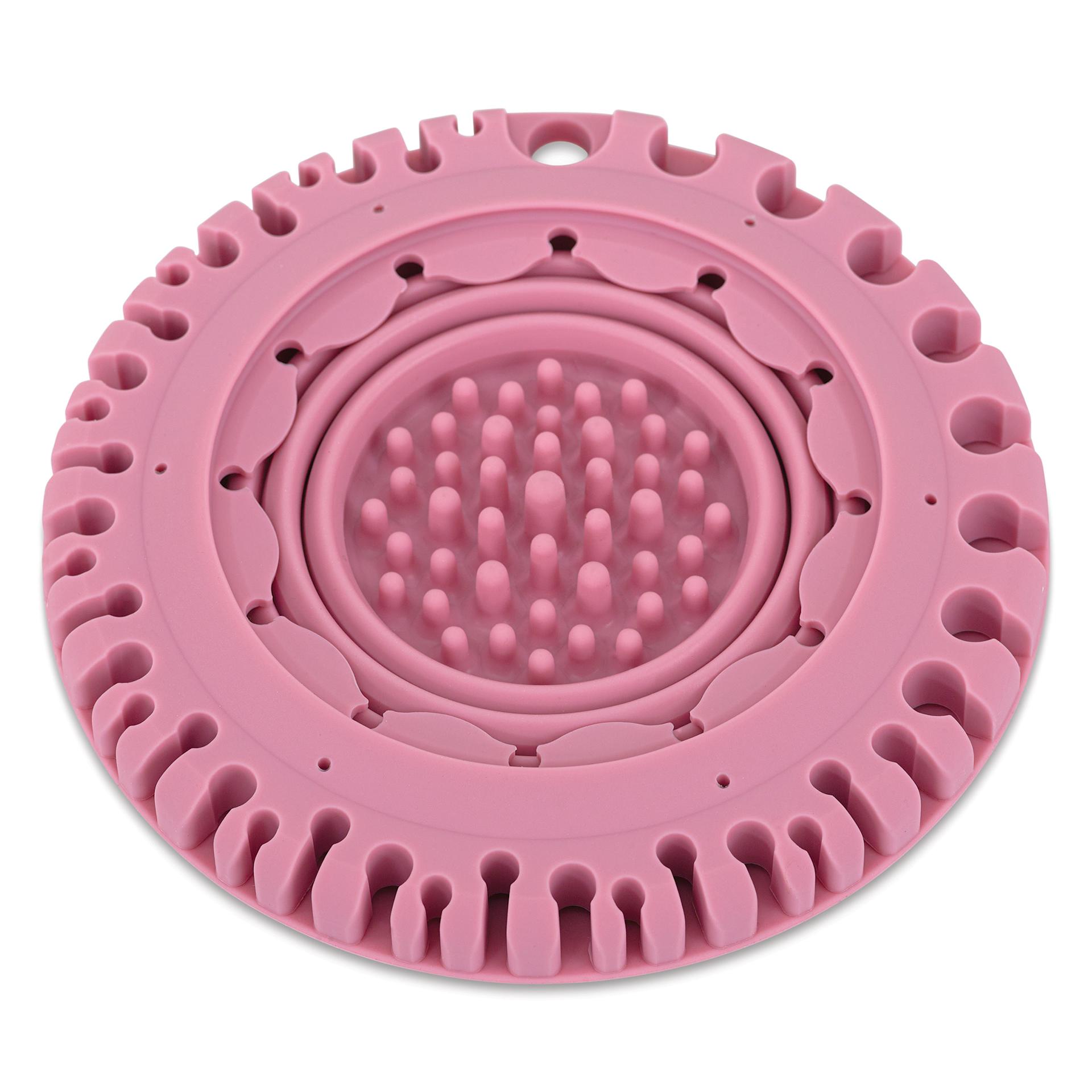 Paint Puck CollapsiBowl Portable Brush Cleaner - Pink, contracted in portable mode