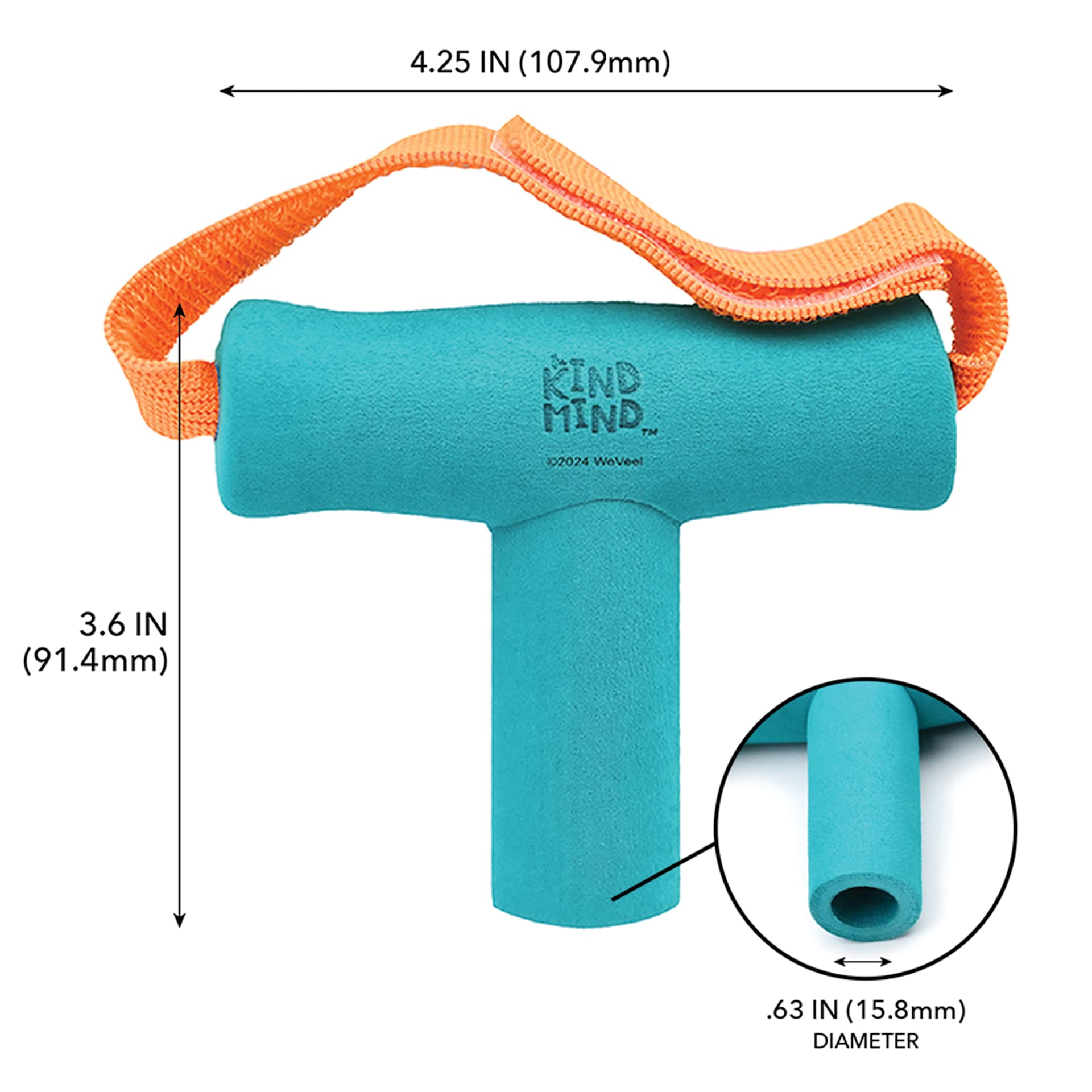 Kind Mind T-Shaped Grip Tools - Large, Teal, 4.25" x 3.6", flexible port 0.63 diameter