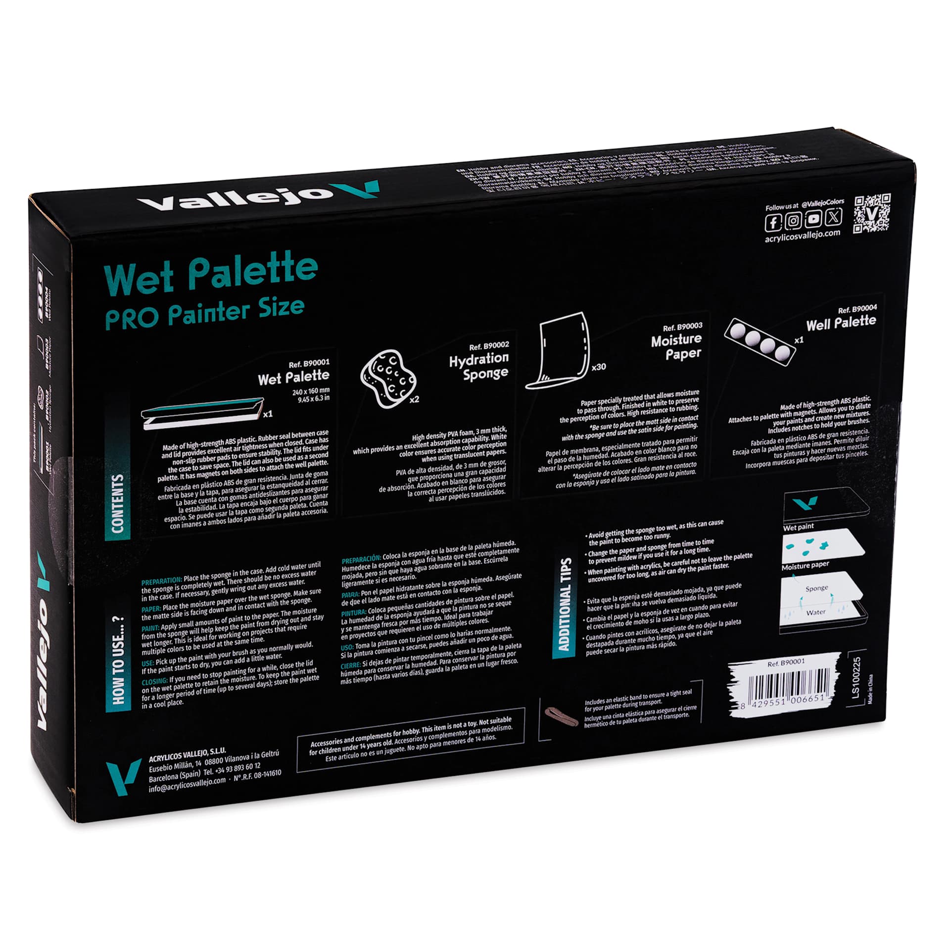Vallejo Wet Palette, back of package