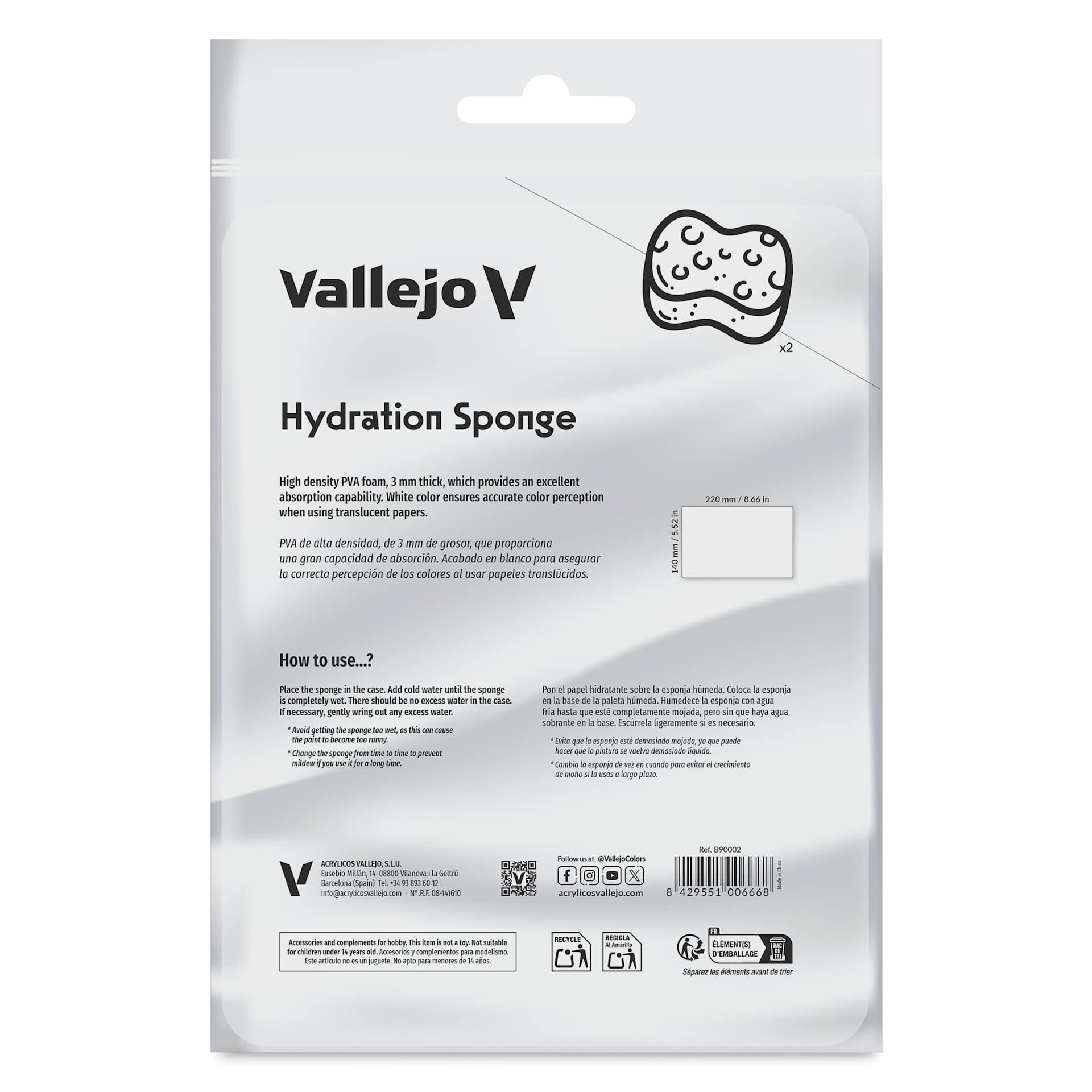 Vallejo Hydration Sponge - Pkg of 2, front of package