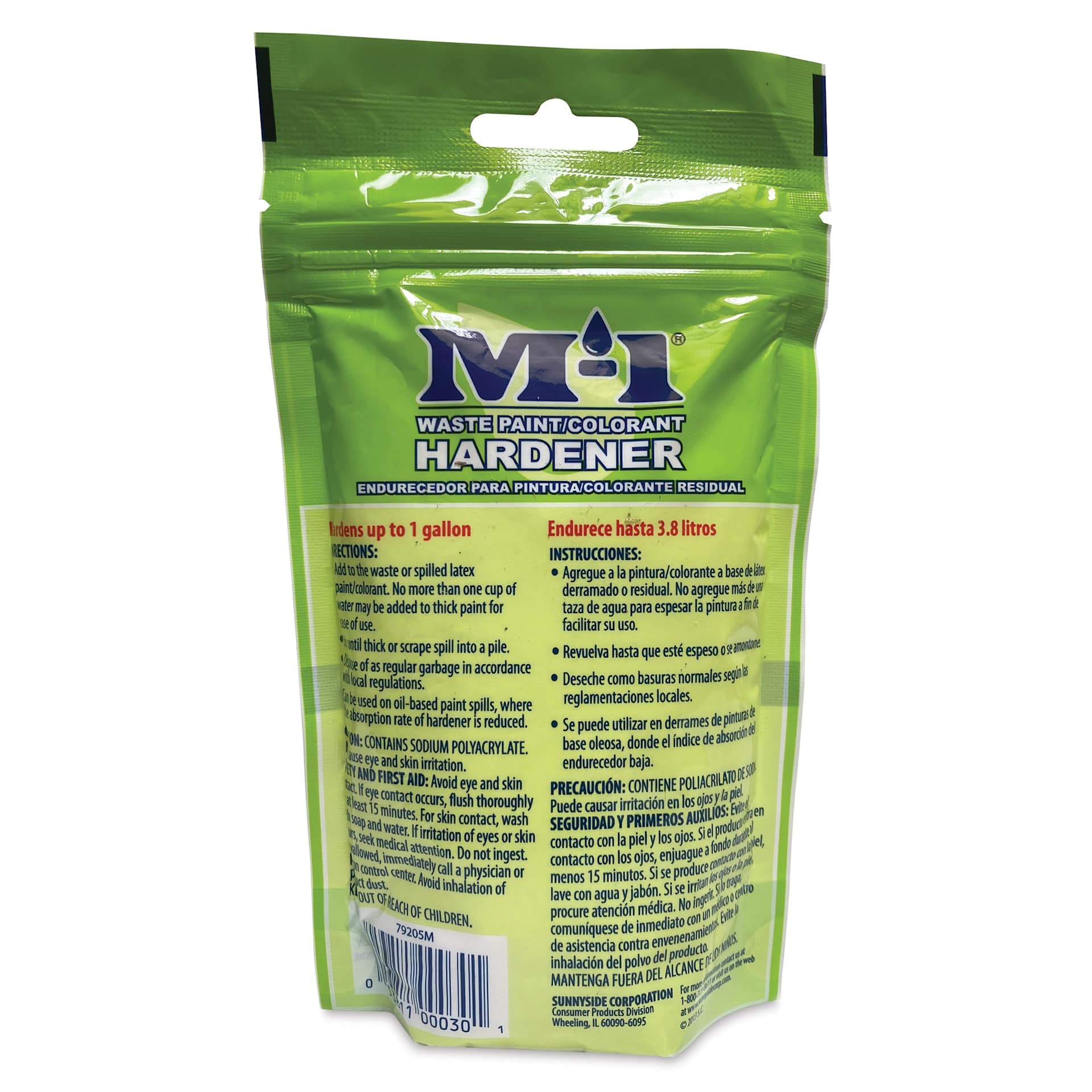 Sunnyside M-1 Waste Paint Hardener - 4.7 oz, back of pouch