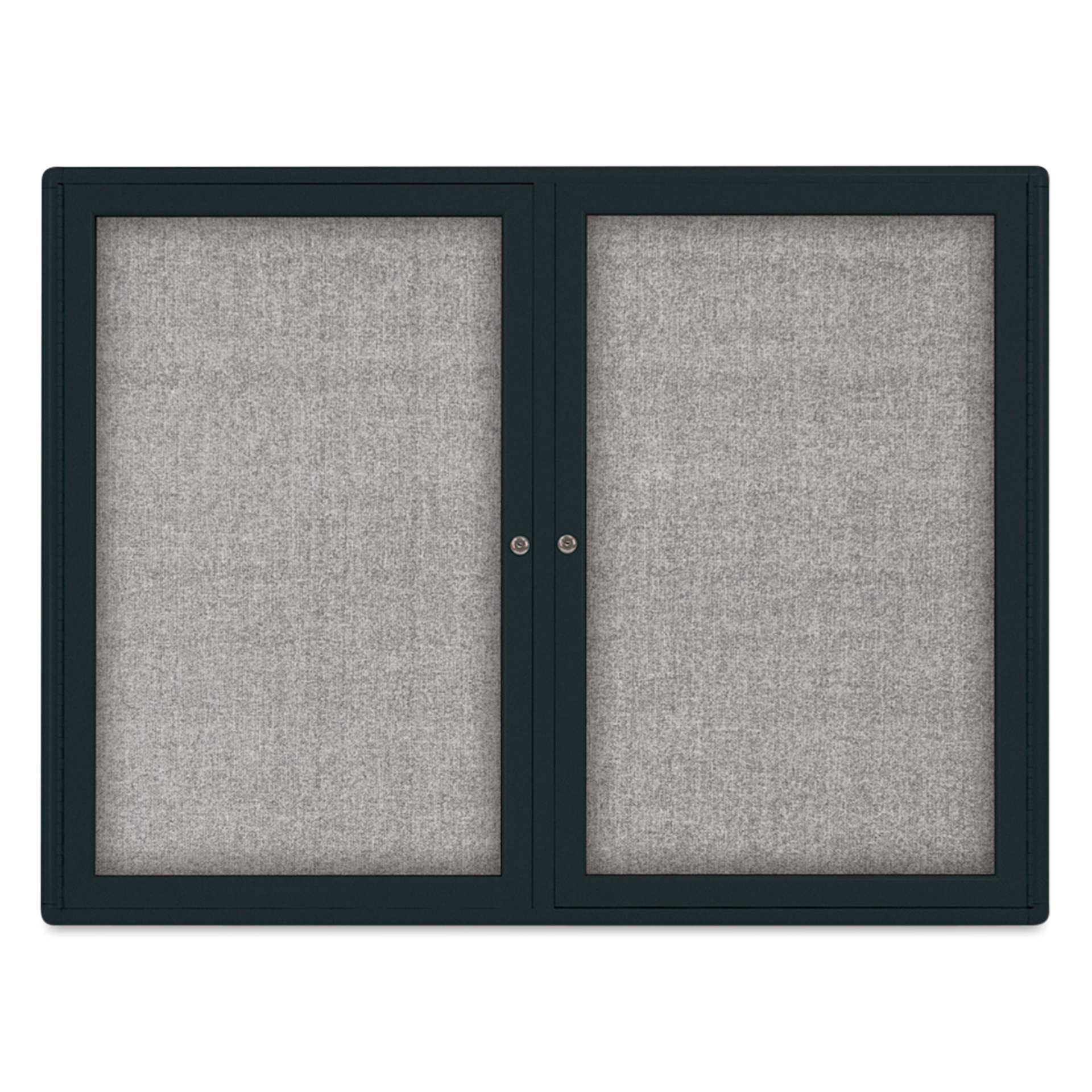 UVP Radius Enclosed Bulletin Tackboard - Black, 36" x 48", 2 Doors