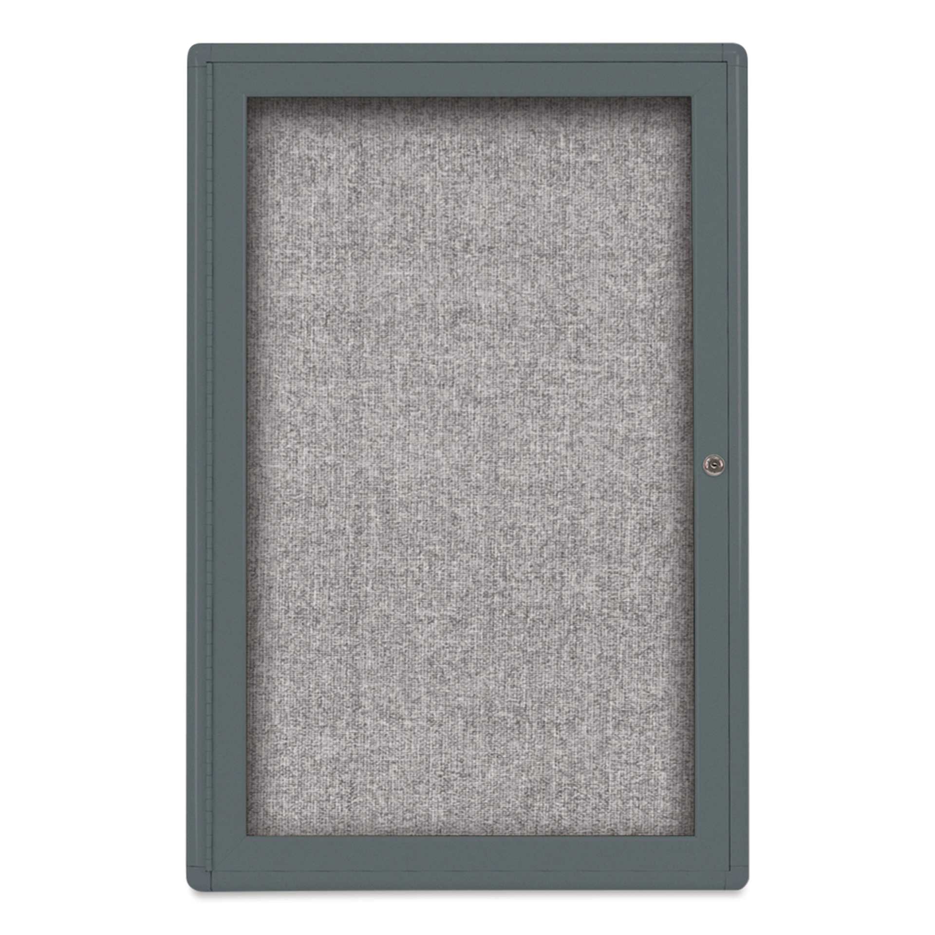 UVP Radius Enclosed Bulletin Tackboard - Gray, 24" x 36", 1 Door