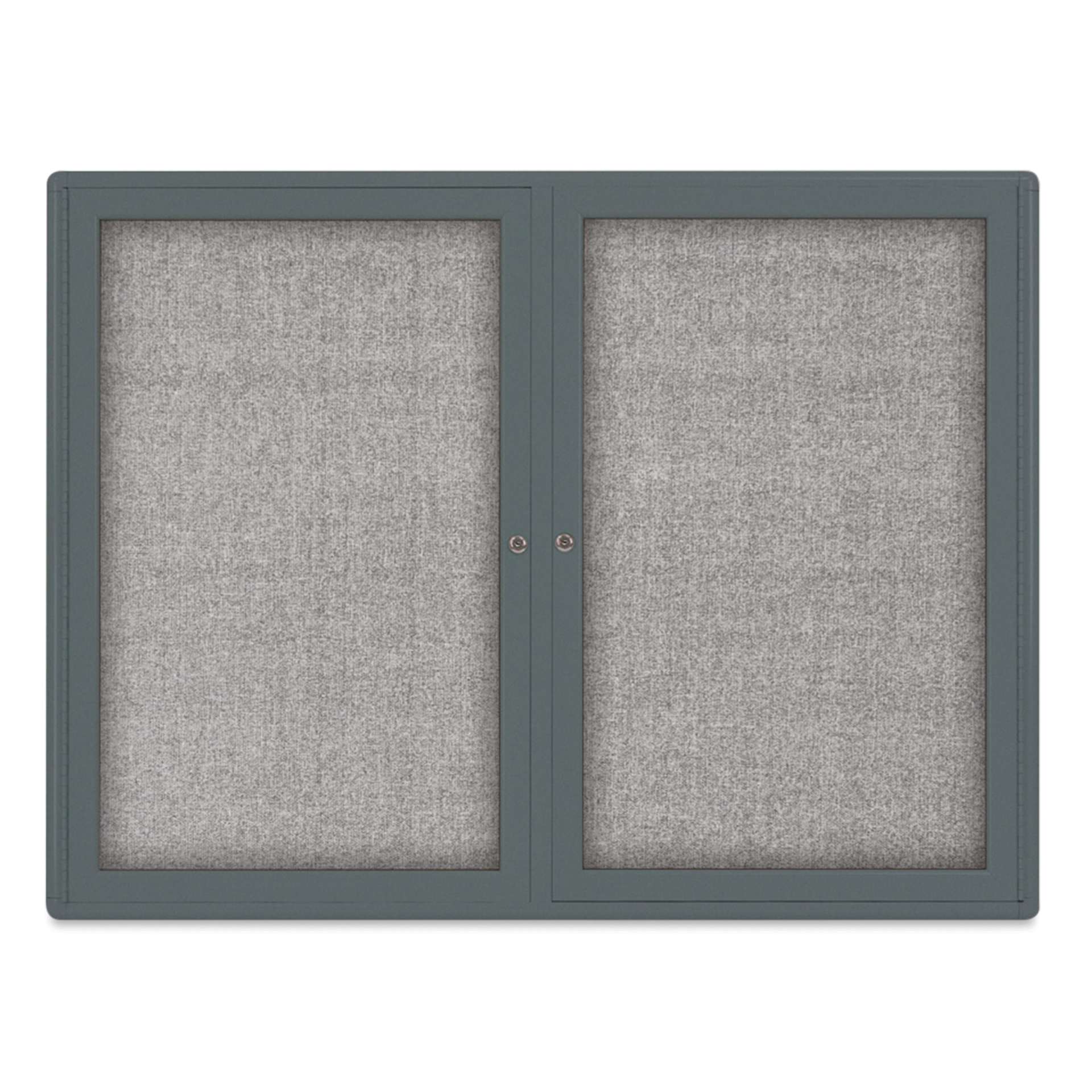 UVP Radius Enclosed Bulletin Tackboard - Gray, 36" x 48", 2 Doors