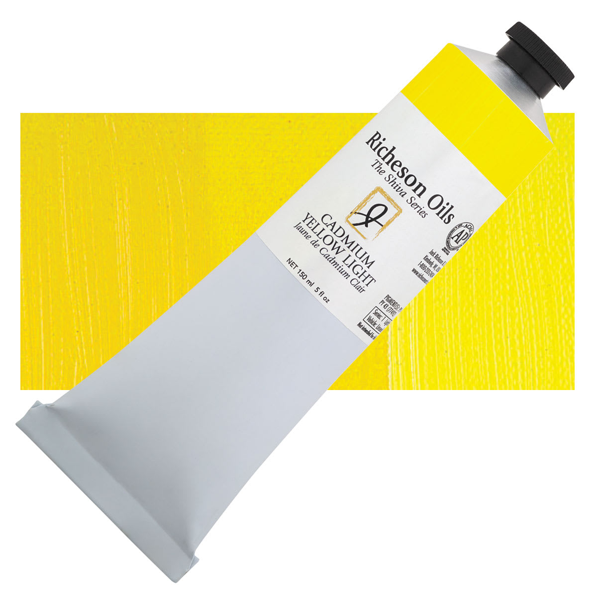 Shiva Signature Artist Oil Color - Cadmium Yellow Light, 5 oz Tube and swatch