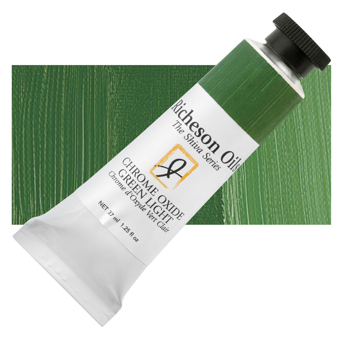 Shiva Signature Artist Oil Color - Chrome Oxide Green Light, 1.25 oz Tube and swatch