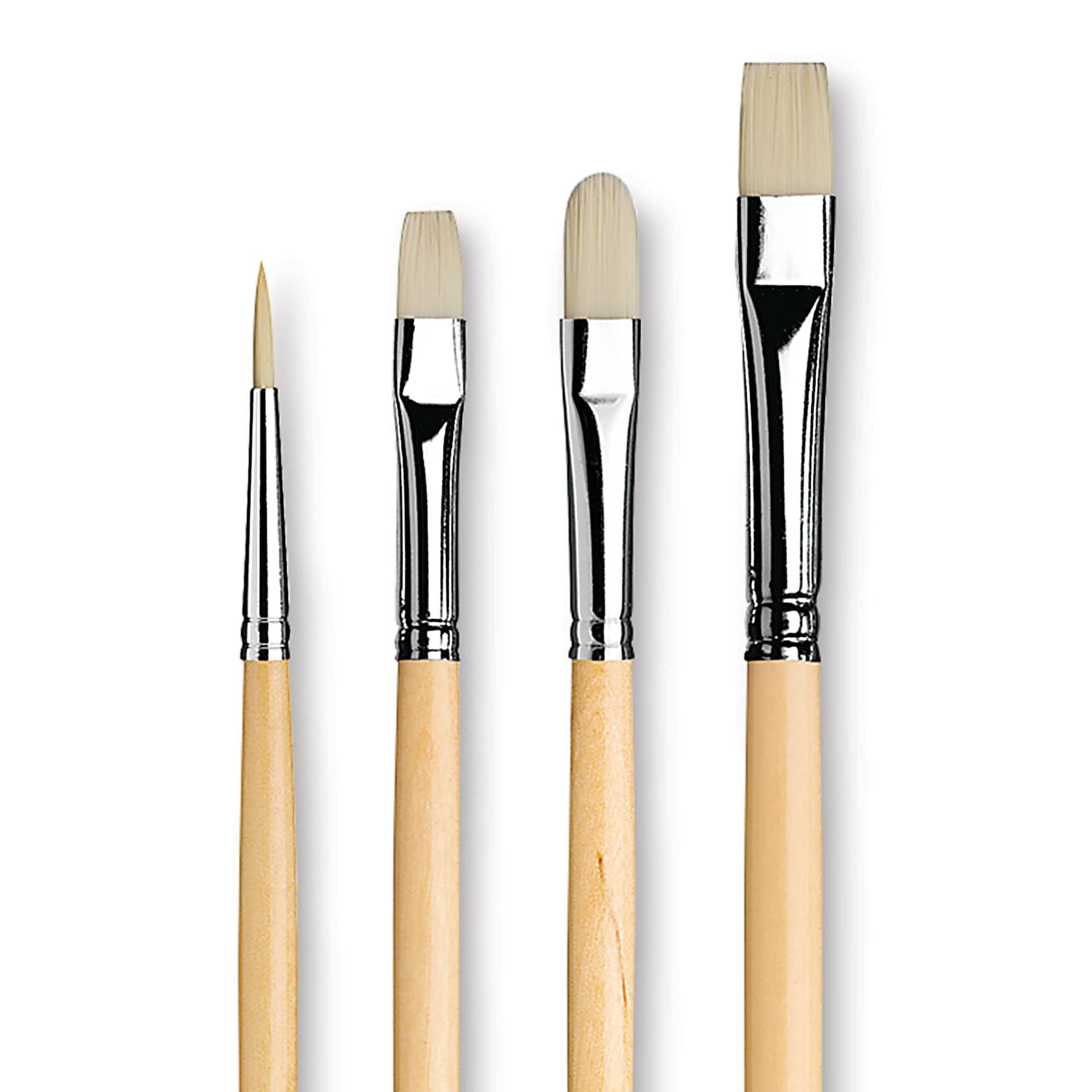 Da Vinci Acrylic Brushes Wood Box Set - Blick Exclusive! Set of 4, close up