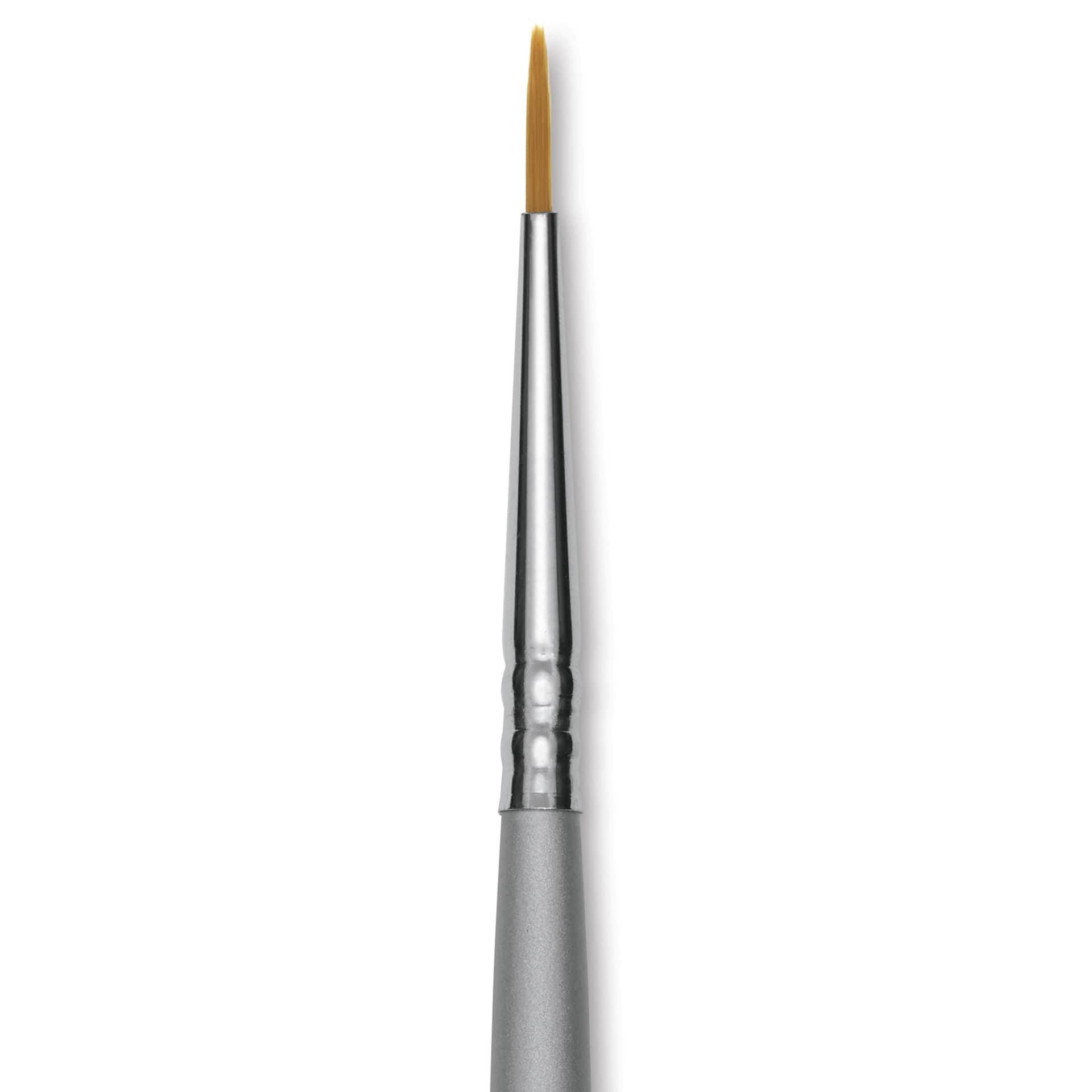 Mayco Overglaze Natural and Synthetic Blend Brush - Liner Silver, Short Handle, Size 0, close-up
