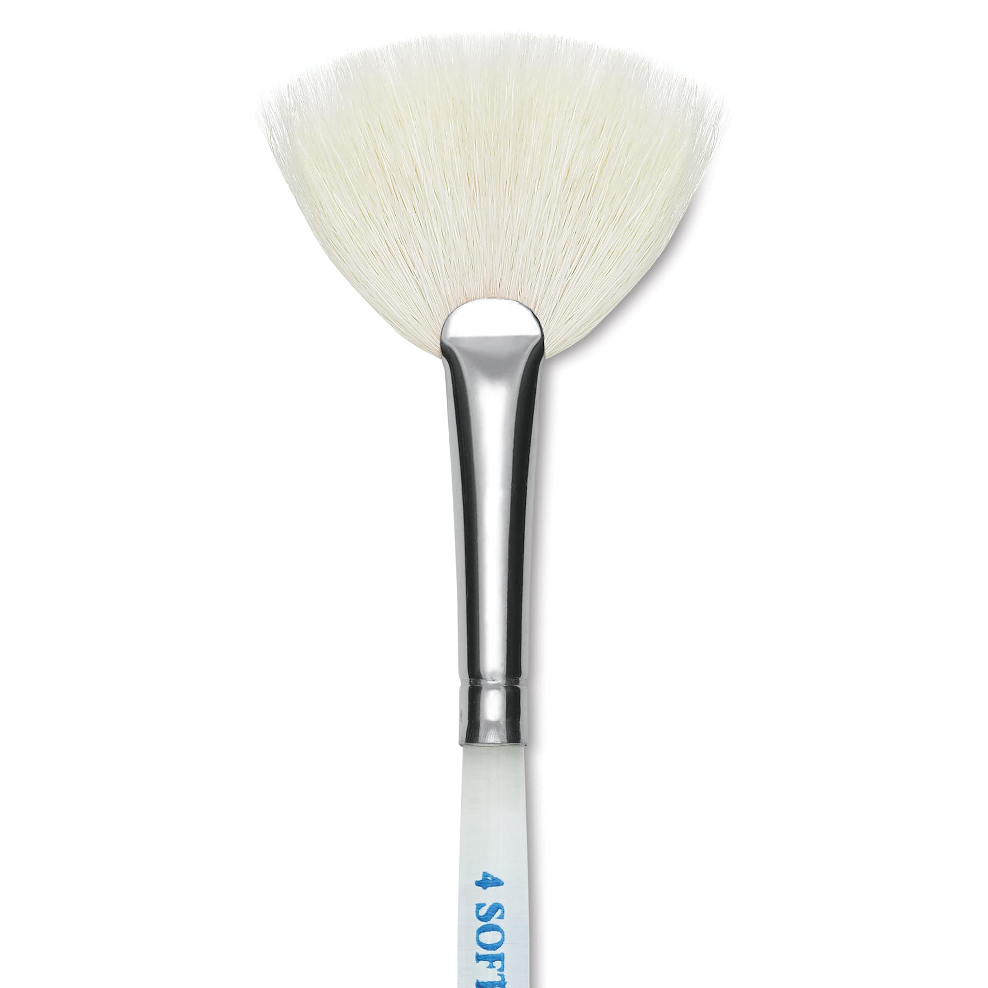 Mayco Reflections White Synthetic and Natural Blend Brush - Soft Fan, Short Handle, Size 4, close-up