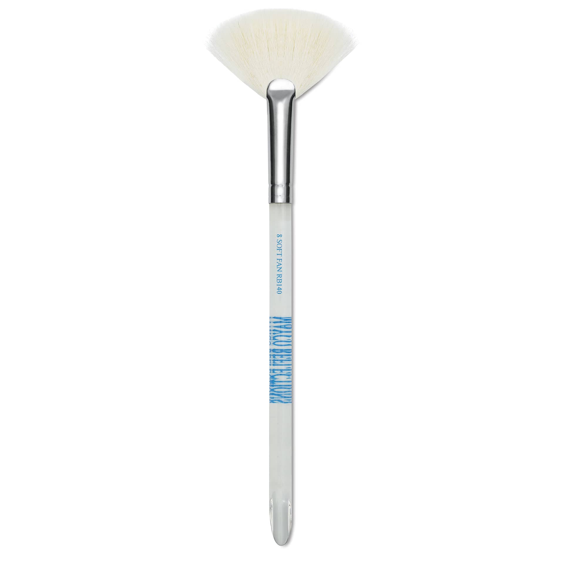 Mayco Reflections White Synthetic and Natural Blend Brush - Soft Fan, Short Handle, Size 8