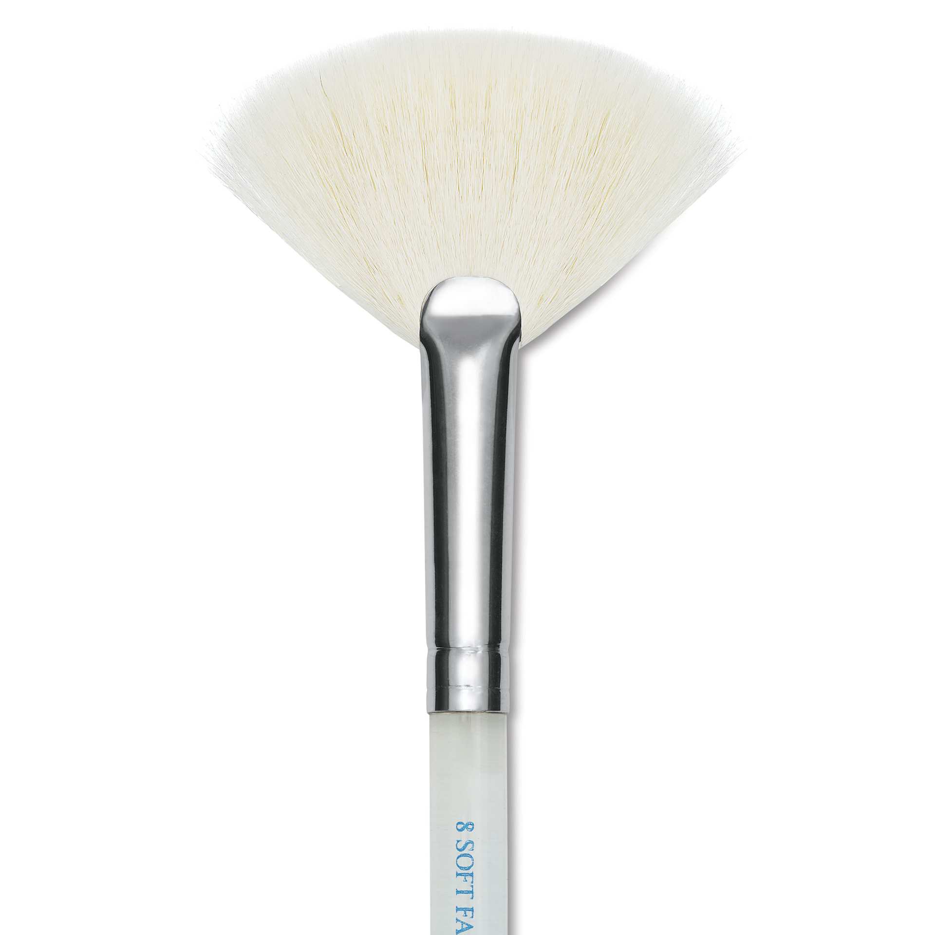Mayco Reflections White Synthetic and Natural Blend Brush - Soft Fan, Short Handle, Size 8, close-up