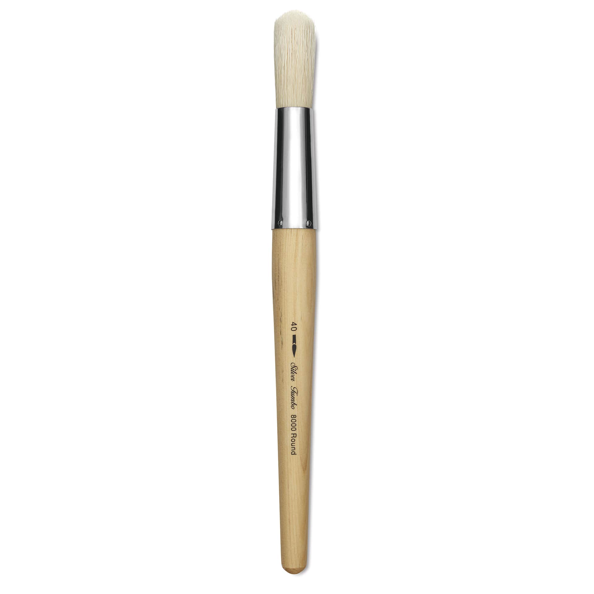 Silver Brush Silver Jumbo White Hog Bristle Brush - Round, Mid-Handle, Size 40