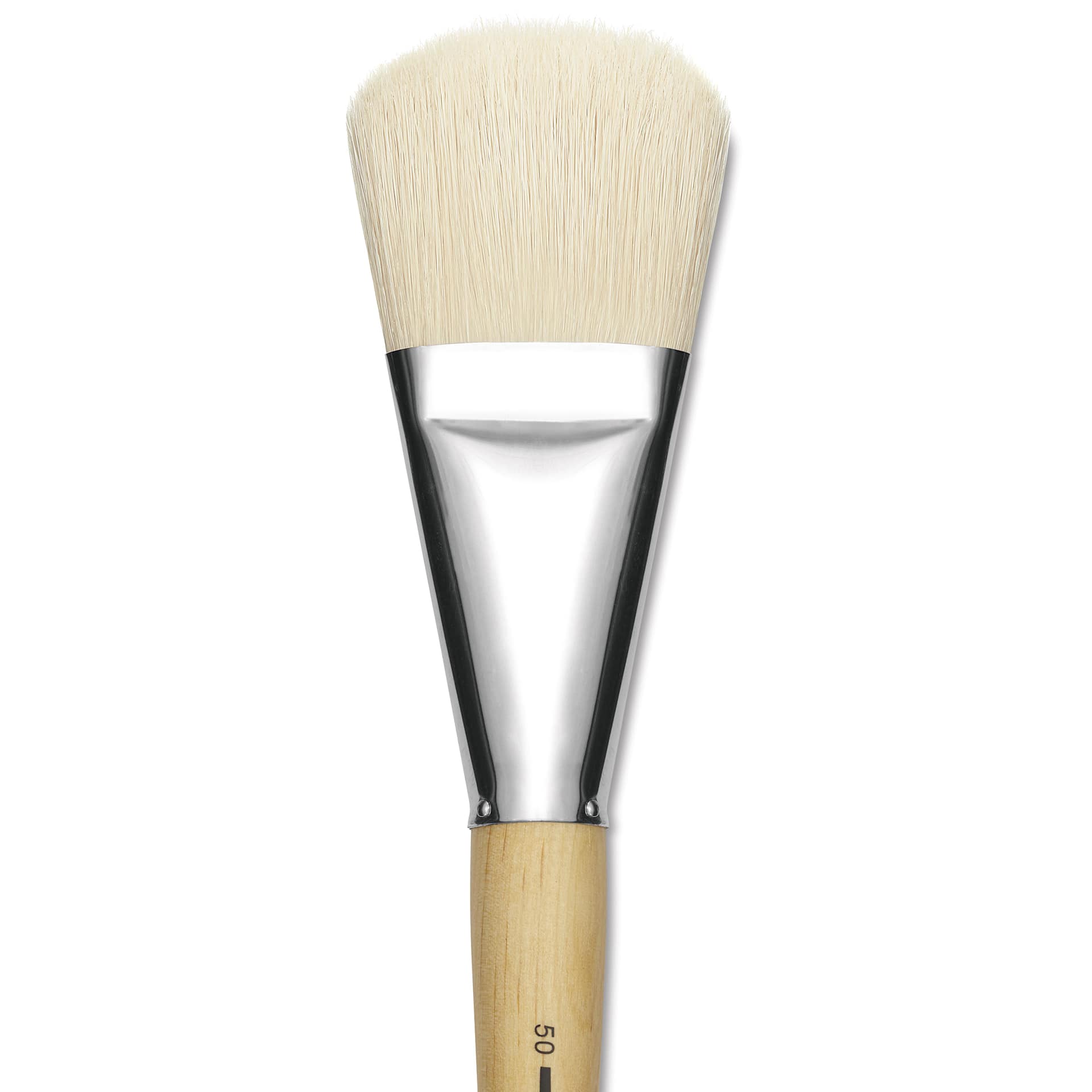 Silver Brush Silver Jumbo White Hog Bristle Brush - Filbert, Mid-Handle, Size 50, close-up