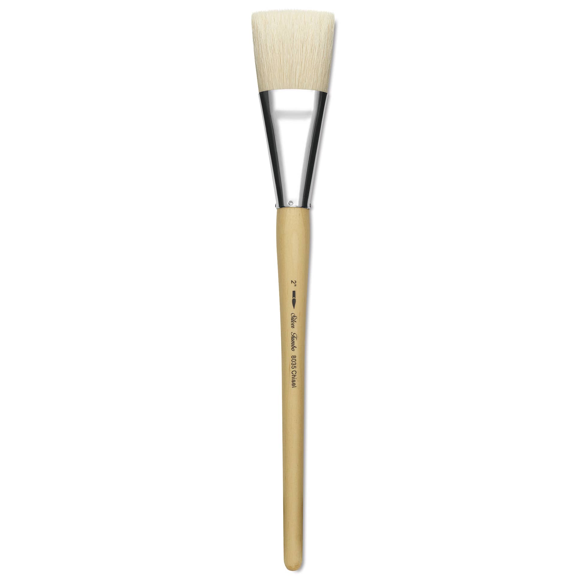 Silver Brush Silver Jumbo White Hog Bristle Brush - Chisel, Extra Long Handle, Size 2"