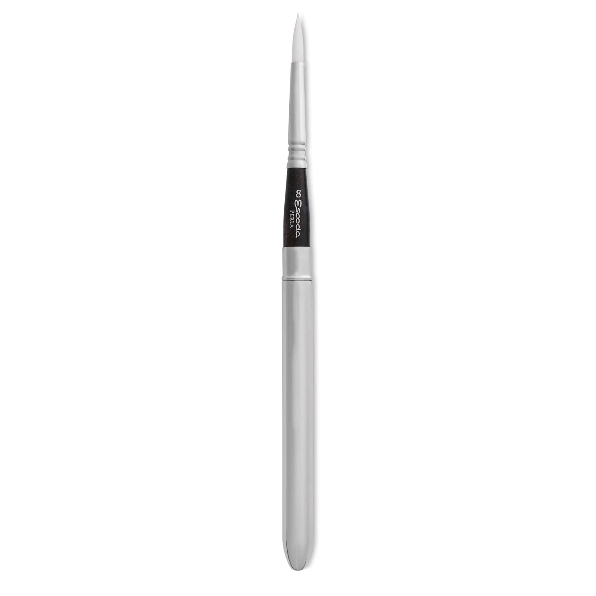 Escoda Perla Toray White Synthetic Travel Brush - Series 1438 Round, Size 8, Short Handle