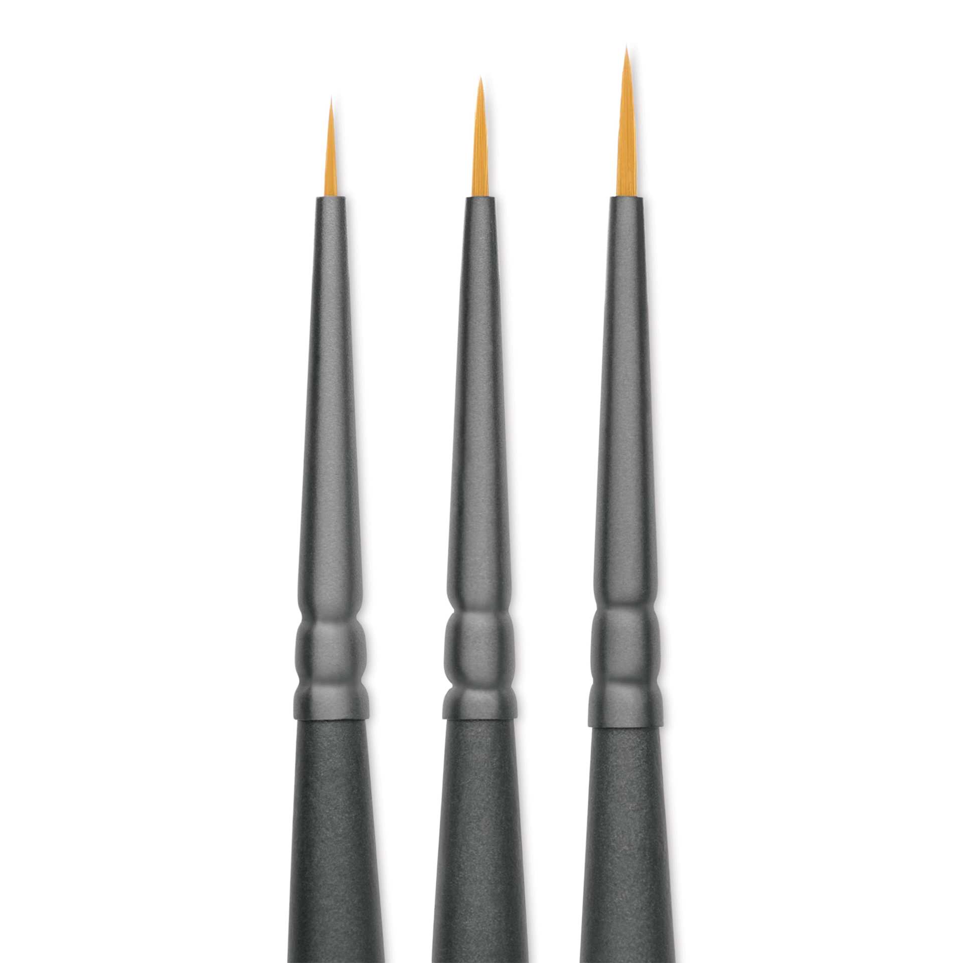 Vallejo Synthetic Golden Toray Hobby Brushes - Detail Definition, Set of 3, close up