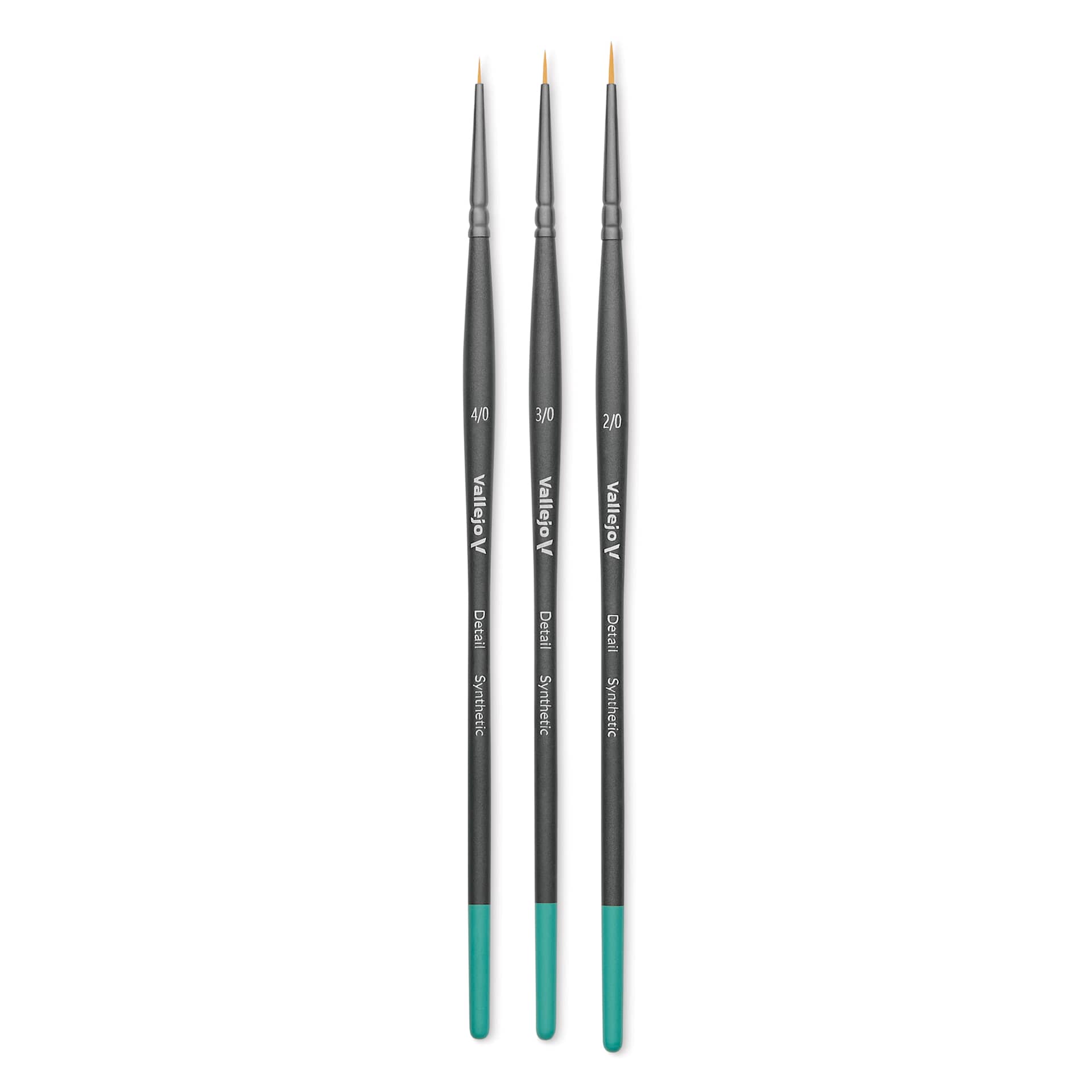 Vallejo Synthetic Golden Toray Hobby Brushes - Detail Definition, Set of 3