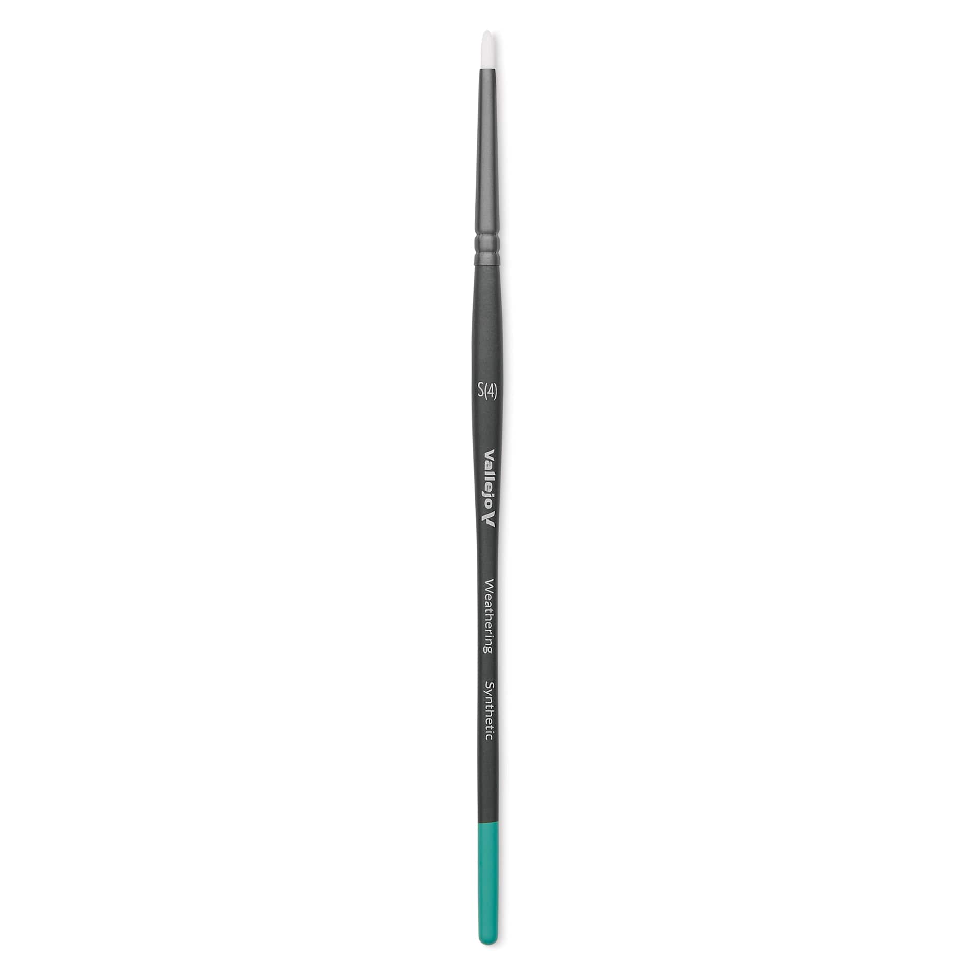 Vallejo White Synthetic Weathering Brush - Round, Small Size 4
