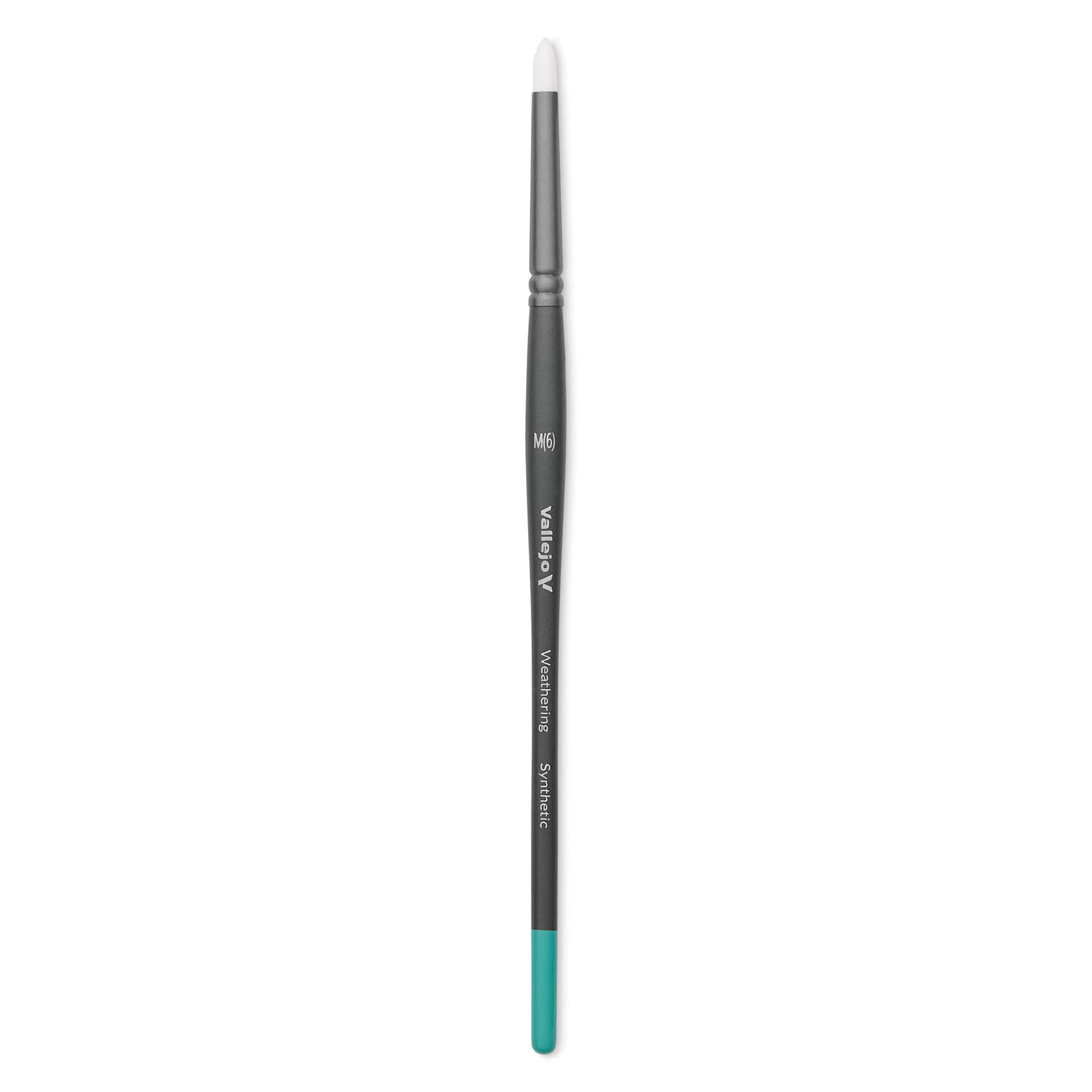 Vallejo White Synthetic Weathering Brush - Round, Medium Size 6