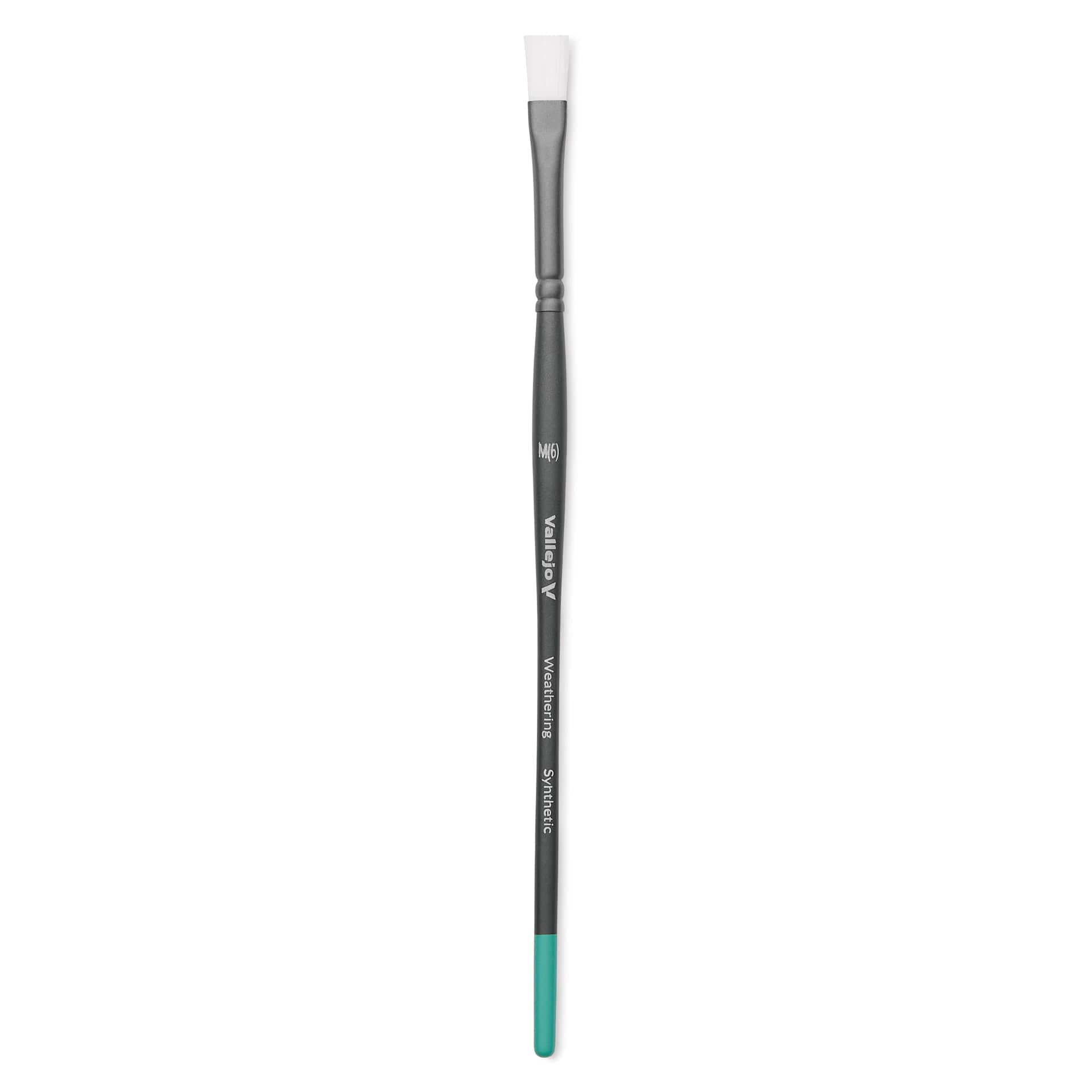 Vallejo White Synthetic Weathering Brush - Flat, Medium Size 6