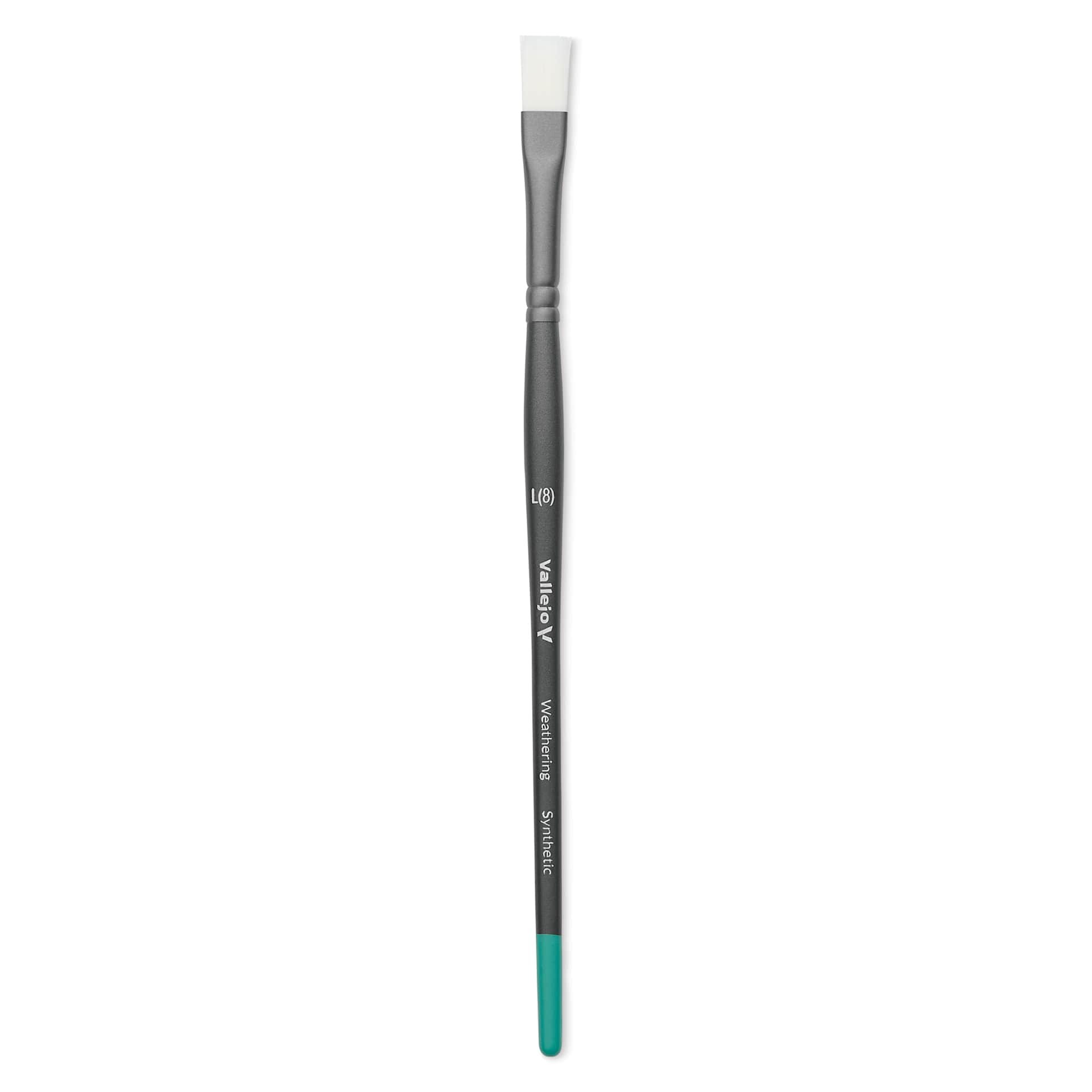Vallejo White Synthetic Weathering Brush - Flat, Large Size 8