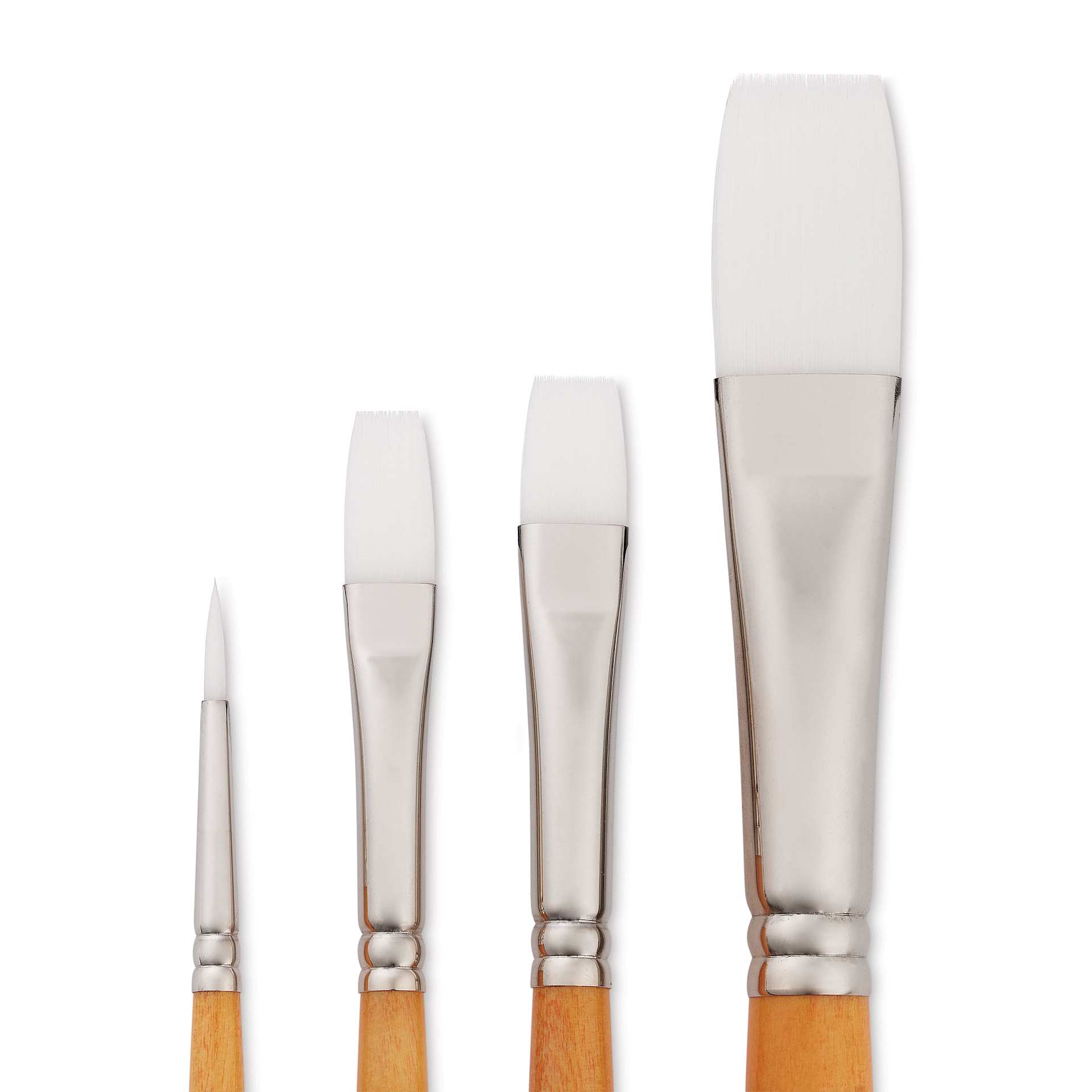 Utrecht Series 300 White Taklon Brushes - Assorted, Set of 4