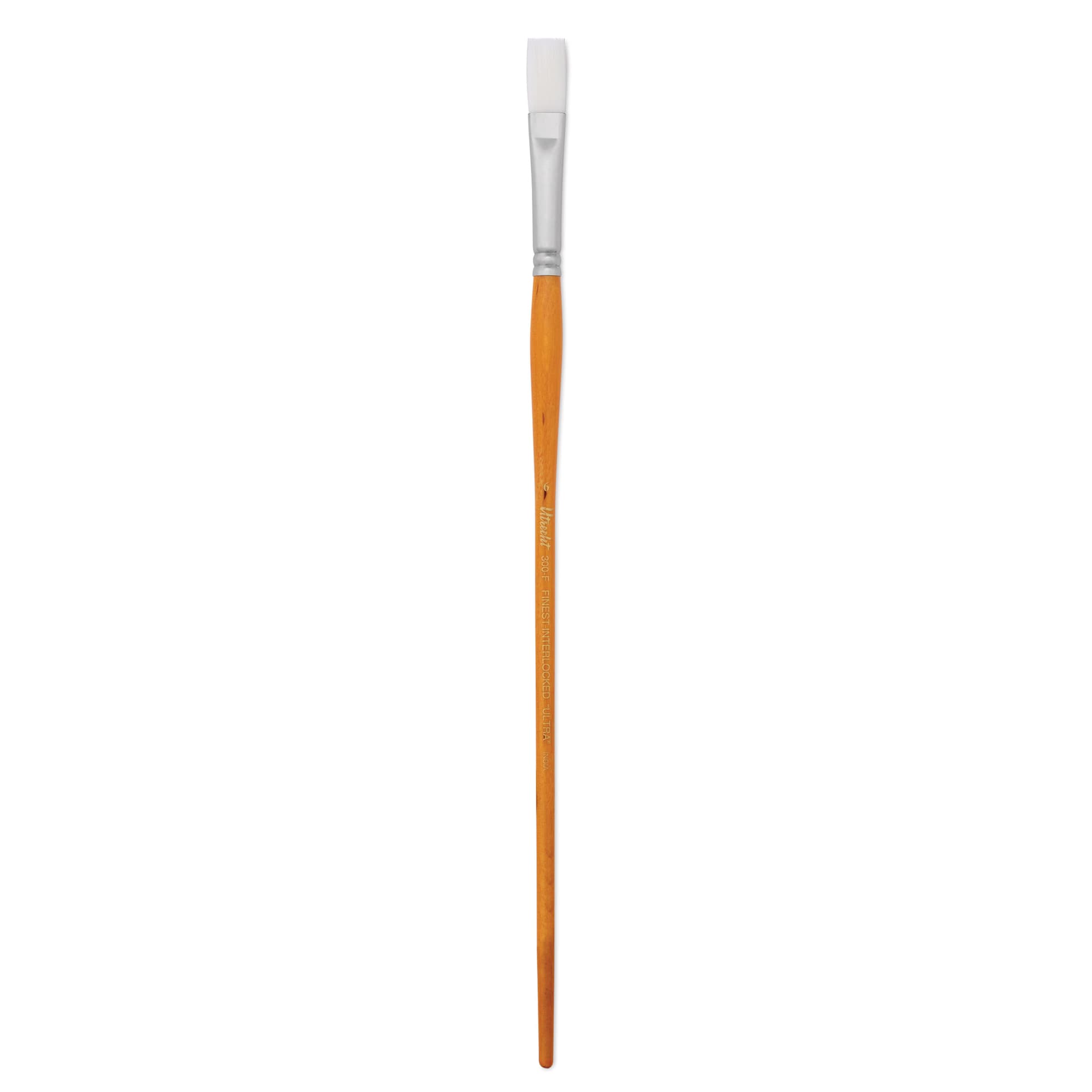 Utrecht Series 300 White Taklon Brush - Flat, Size 6, Long Handle